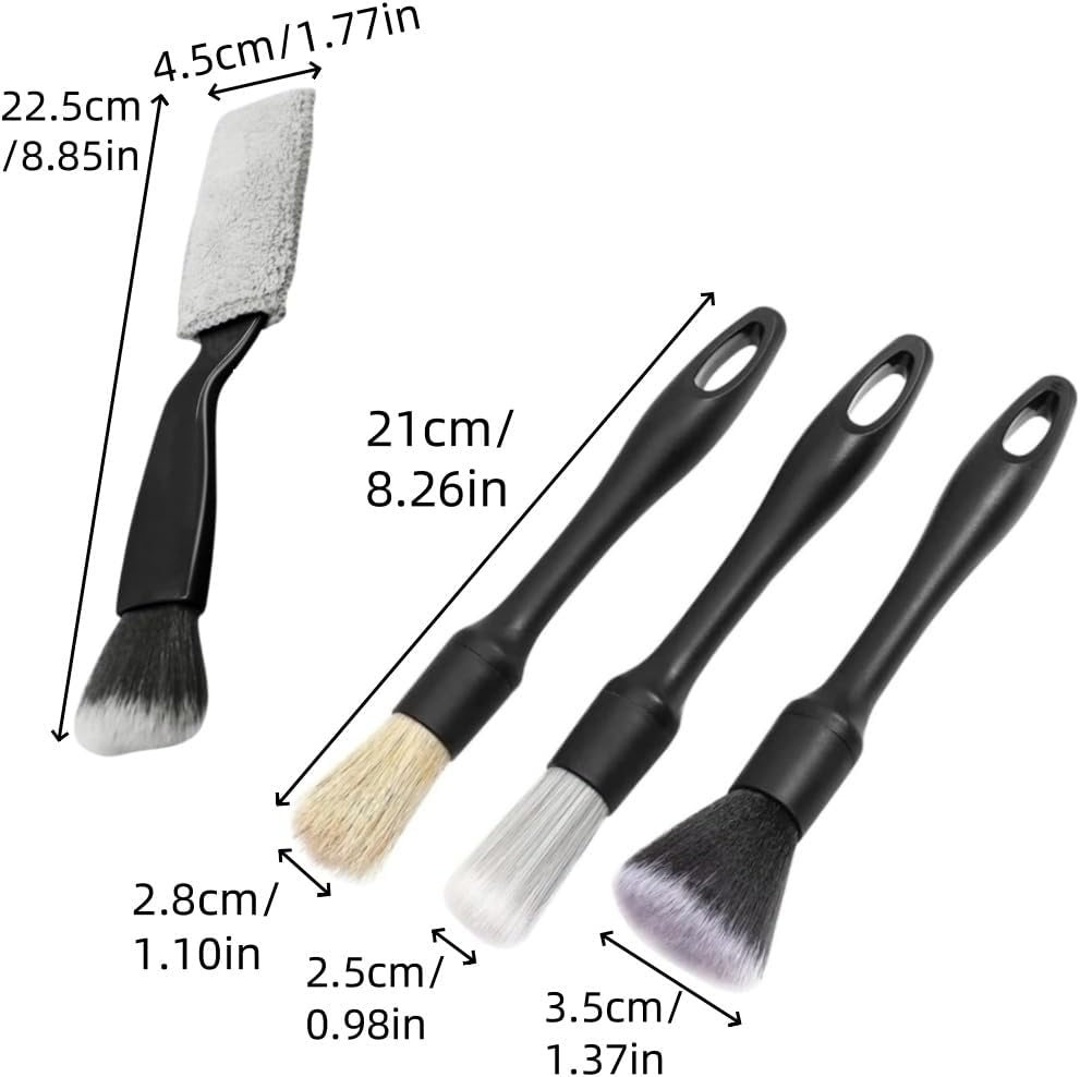 Car Detailing Brushes Set No Scratch,5 Pcs Different Sized Car Detail Cleaning Tool,Boars Hair Multi-Purpose Brushe Kit,For Clean Interior or Exterior,Dashboard,Air Vent,Leather Seats, Emblems