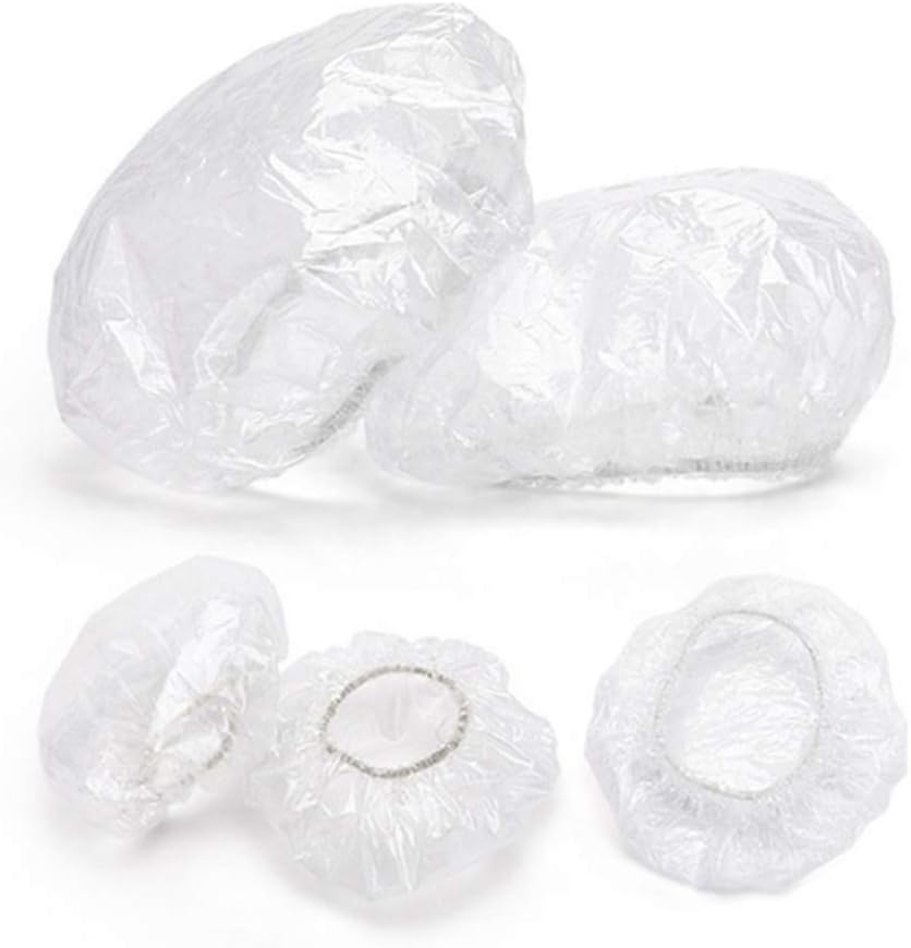 AKOAK 200 Pcs Disposable Plastic Ear Muffs Waterproof Ear Caps for Shower Ear Guards for Bath Accessories Hair Dye Shower Spa (Thick, Transparent)