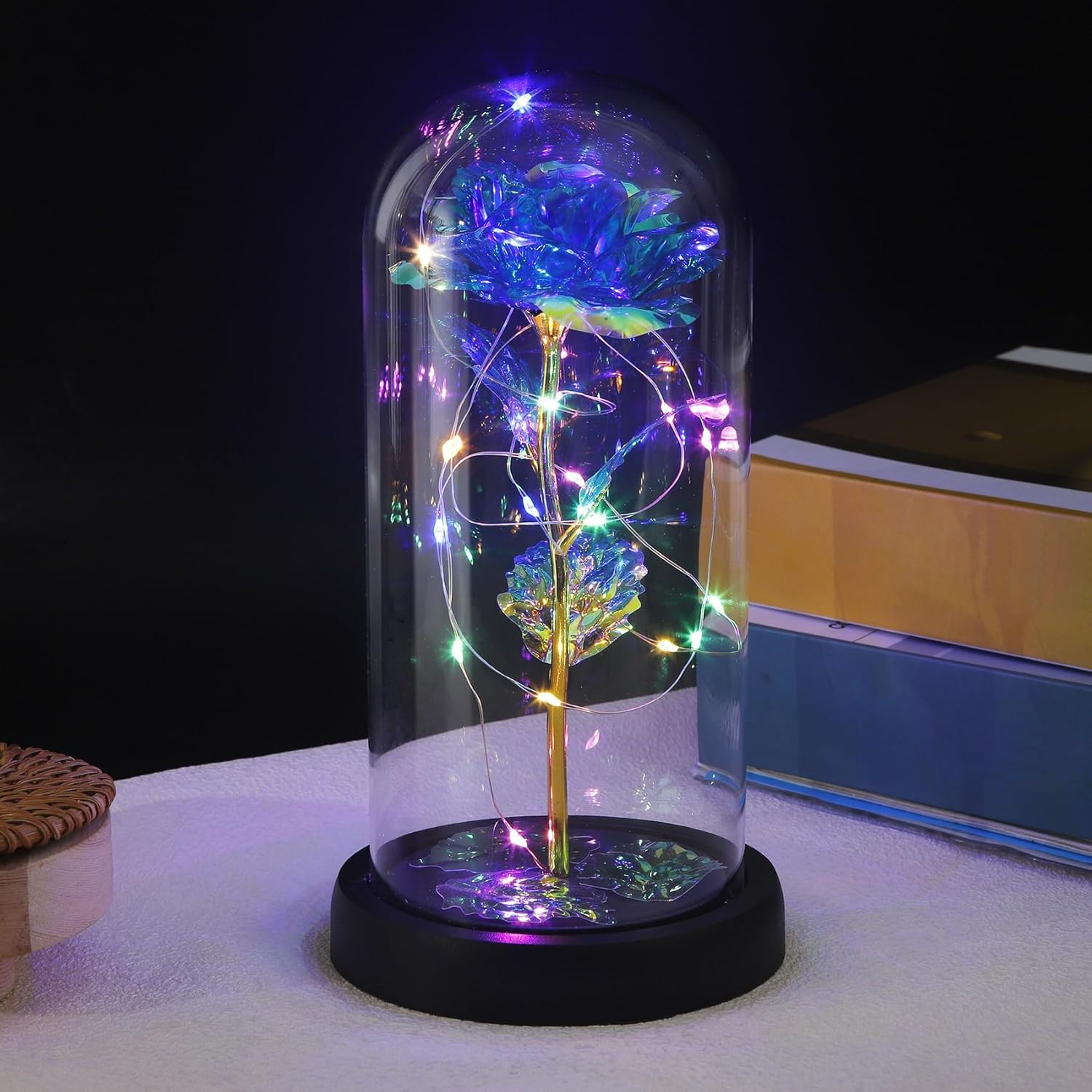 Birthday Gifts for Women Gifts for Mom Gifts for Women Gifts for Sister Grandma Rose Flower in Glass Dome Housewarming Gifts Valentines Day Gifts New Home Rose for Valentines Day Battery Not Included