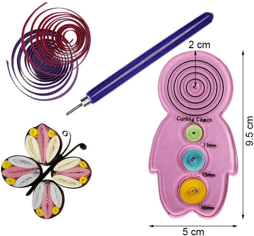 XIWUMOER 8 Pieces Paper Quilling Tools Slotted Kit,Quilling Knitting Board with Pins Storage Box,Assorted Sizes Rolling Curling Quilling Needle Pen Coach,Art Craft DIY Paper Cardmaking Tools (Blue) image number 6