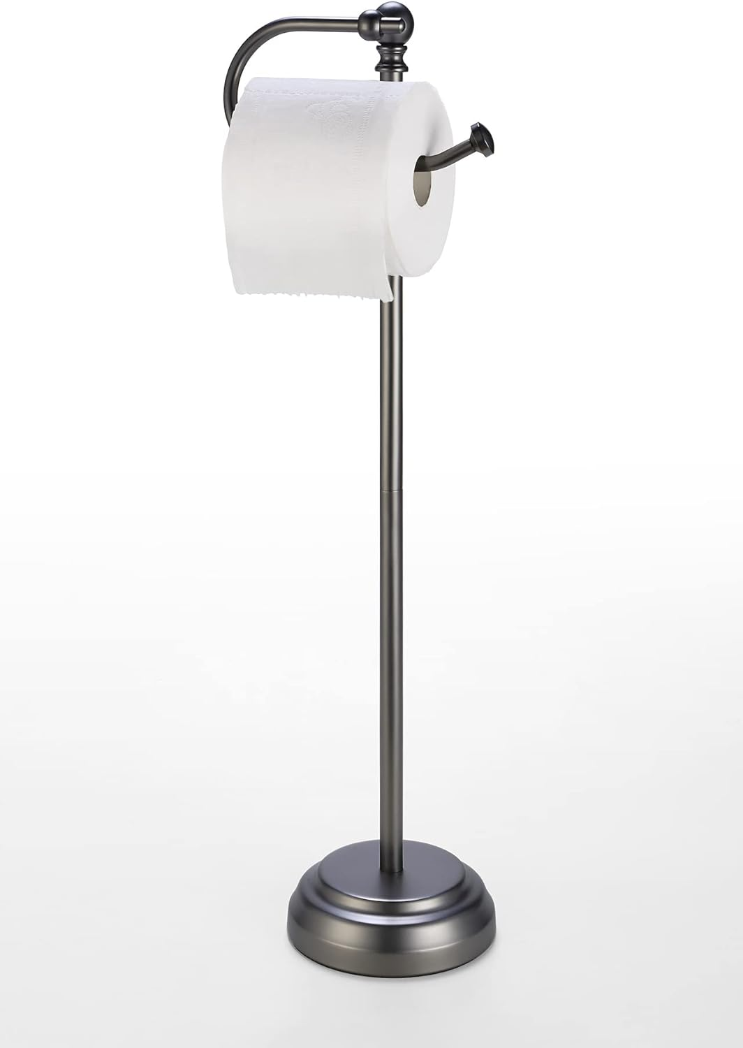 Sunnypoint Classic Bathroom Free Standing Toilet Tissue Paper Roll Holder Stand Chrome Brush Finish