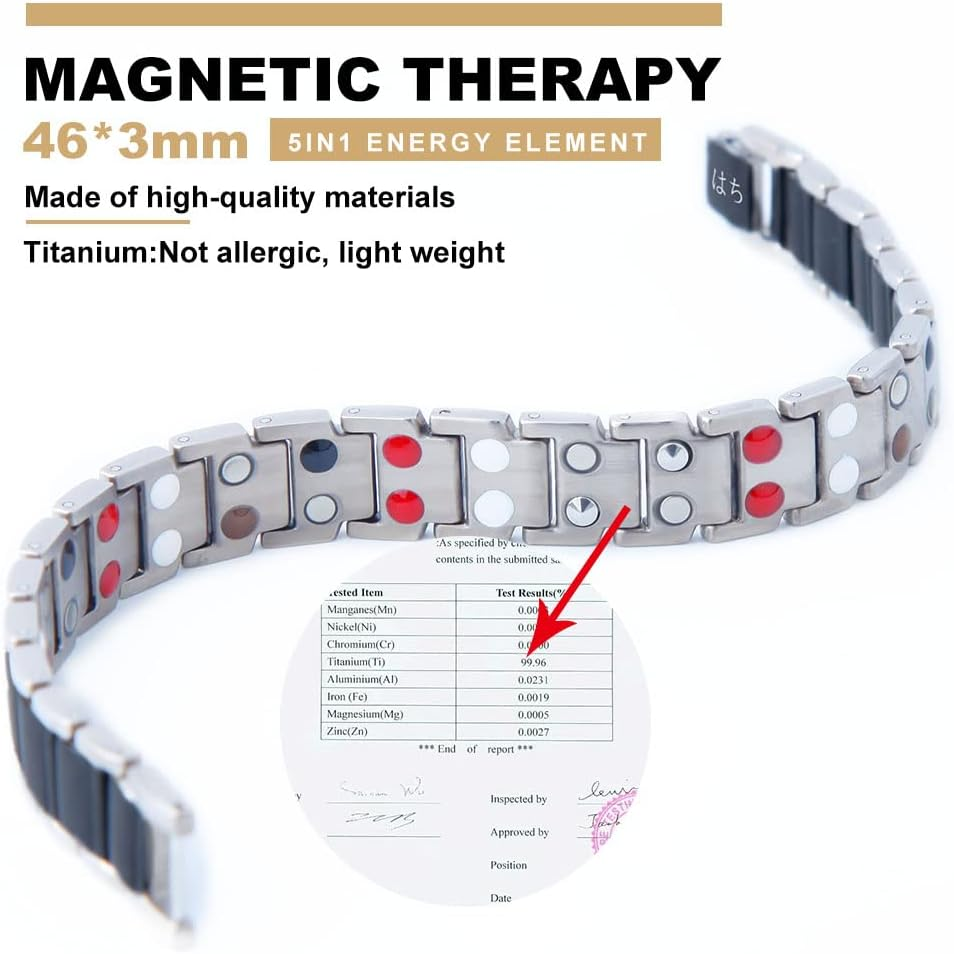 Healthy Bracelet Titanium Bracelet Men Bracelet Mens Magnetic Bracelet Magnet Bracelet for Men Magnetic Bracelet Women Bracelet Magnetic Therapy Bracelets Non-Allergic Bracelets Black Bracelets Gift Bracelets Lovers Bracelets image number 1