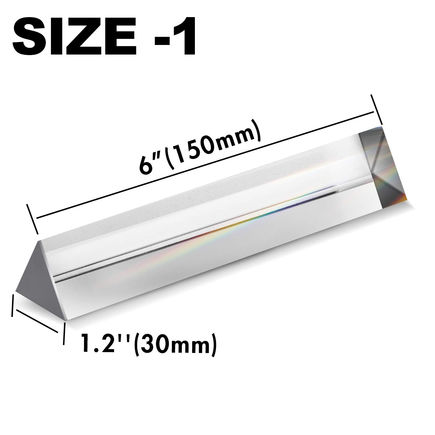 2 Pack 6-Inch Crystal Optical Glass Triangular Prism for Photography, Kids, Science, Teaching Light Spectrum, Physics and Taking Photos Pictures (Set of 2, 150Mm) image number 1