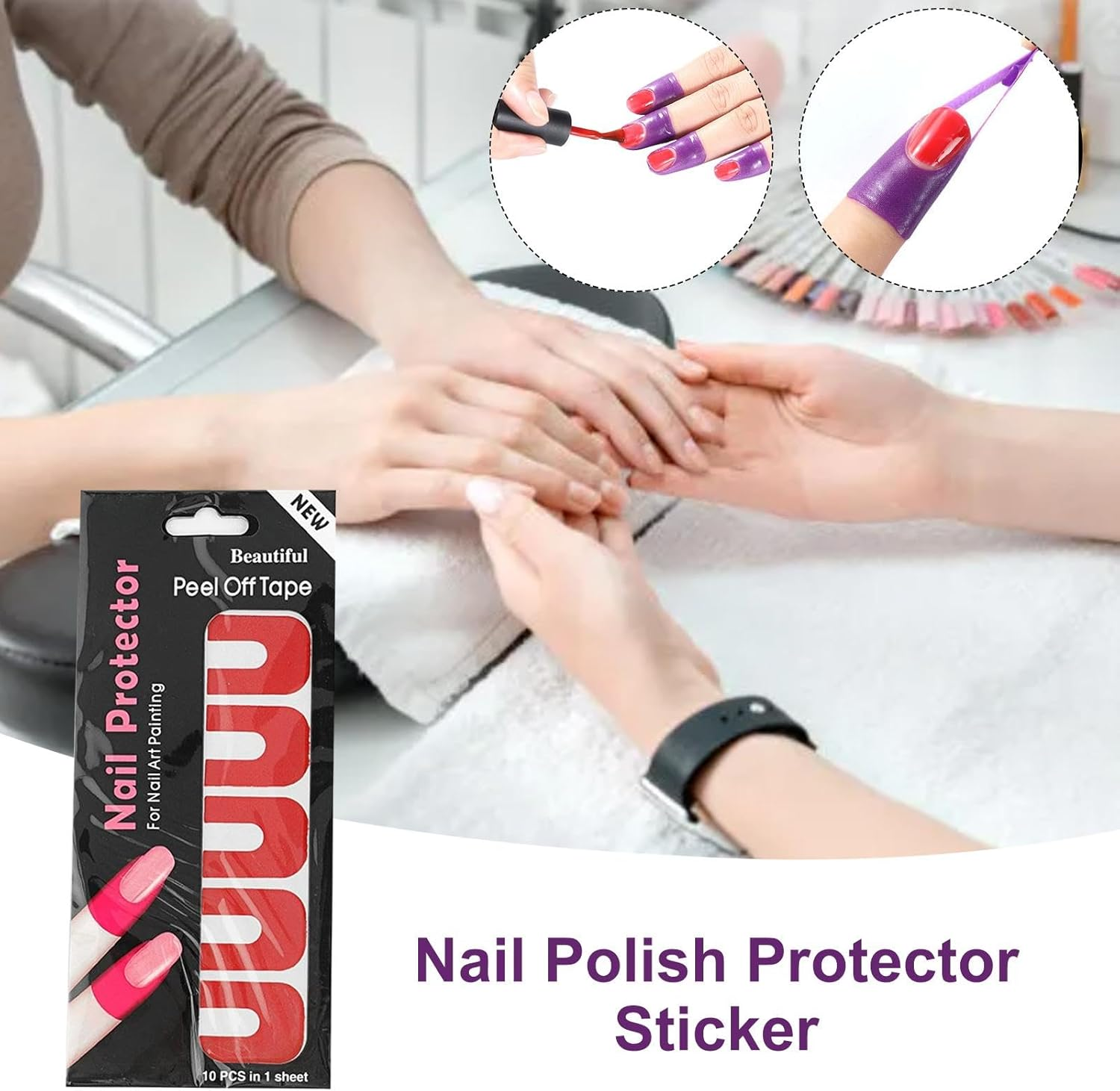 Nail Skin Protector | U-Shape Soft Nail Guards for Polish,Spill Proof Stickers, Peel off Nail Stickers, Nail Tape for Fingers image number 2