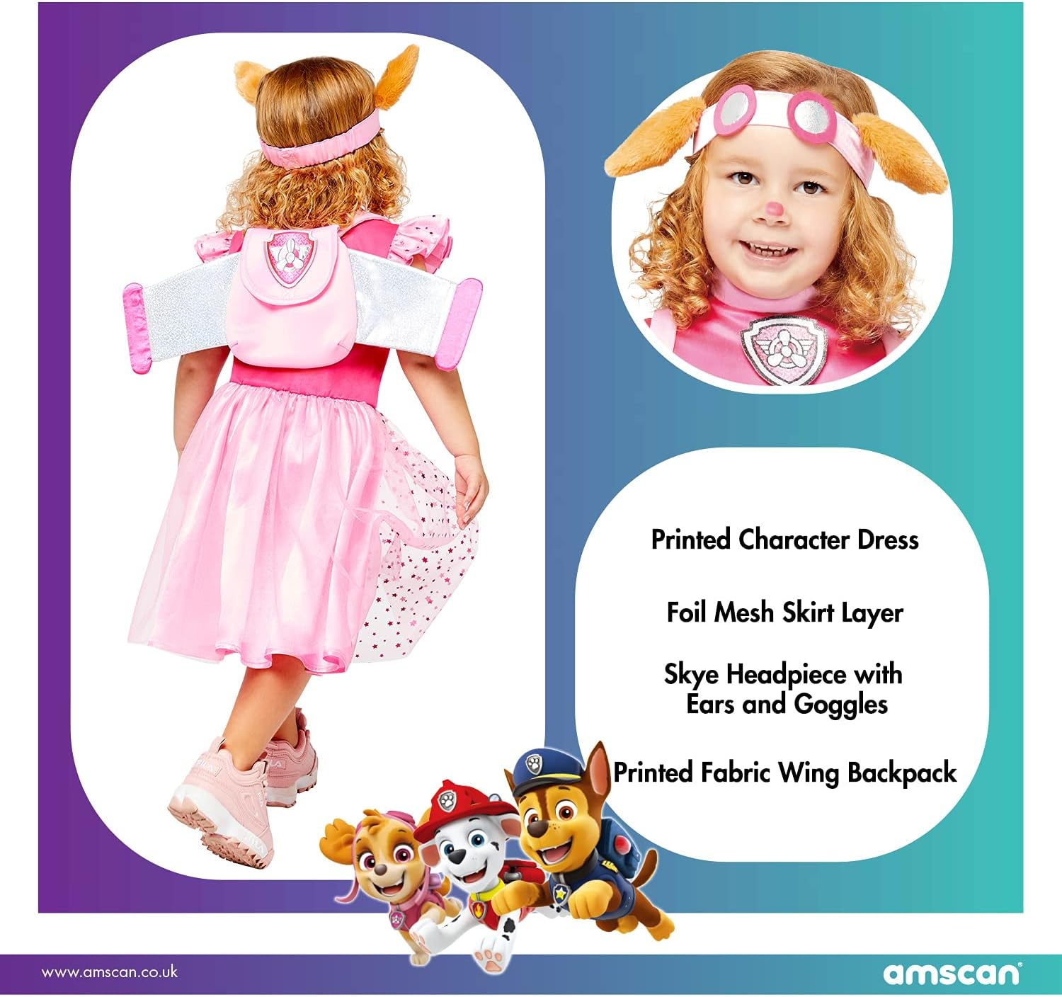 Amscan Unisex Children'S Paw Patrol Skye Deluxe Costume, Size image number 3