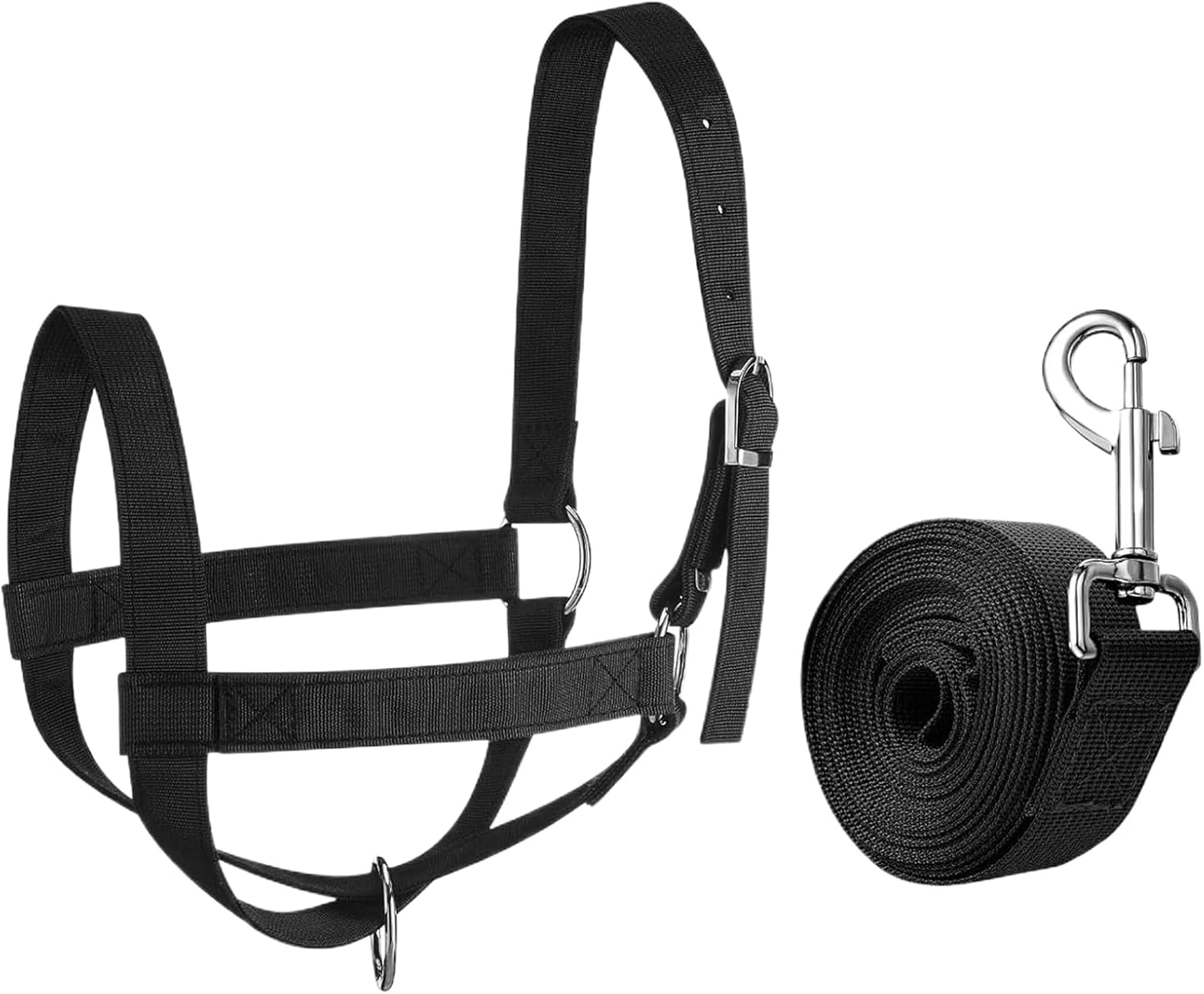 Cow Halter for Cattle, Calf Halter and Lead Rope, Show Livestock Heavy-Duty Nylon Adjustable for Ranch Farm Lawn Yard Grassland Goat Horse Foal Lamb image number 5
