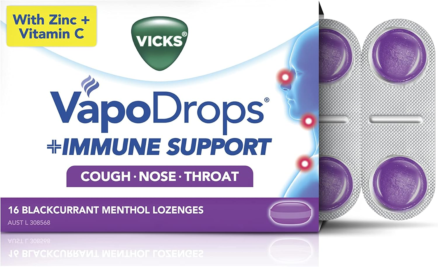 Vicks Vapodrops + Immune Support Blackcurrant Menthol Lozenges (16-Pieces) image number 4