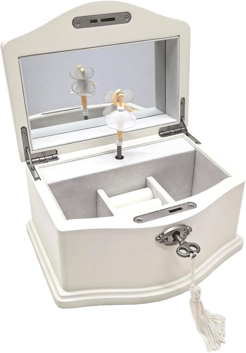 Lihou Papaq Musical Ballerina Jewelry Box for Girls and Women - Kids Music Box with Spinning Ballerina,Mirror and Lock,Gifts for Christmas,Birthday,Valentine'S Day-Medium (White) - Pink image number 4