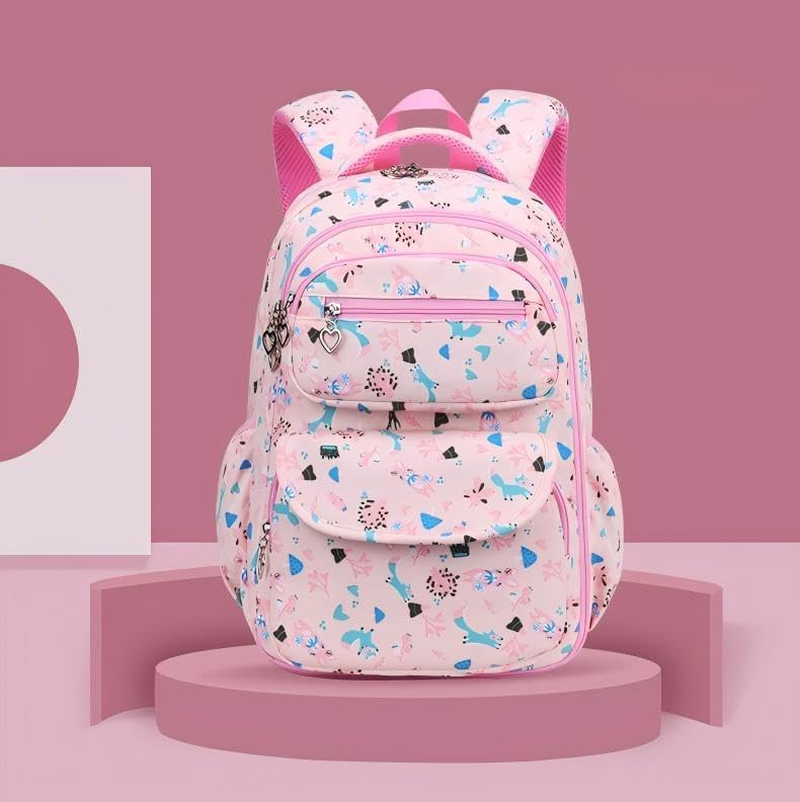 Cute School Backpack for Kids Girls Kawaii Bunnylightweight Waterproof Cute School Bookbag Elementary Schoolbag Ages 6-12,Refrigerator Style Door Opening image number 5