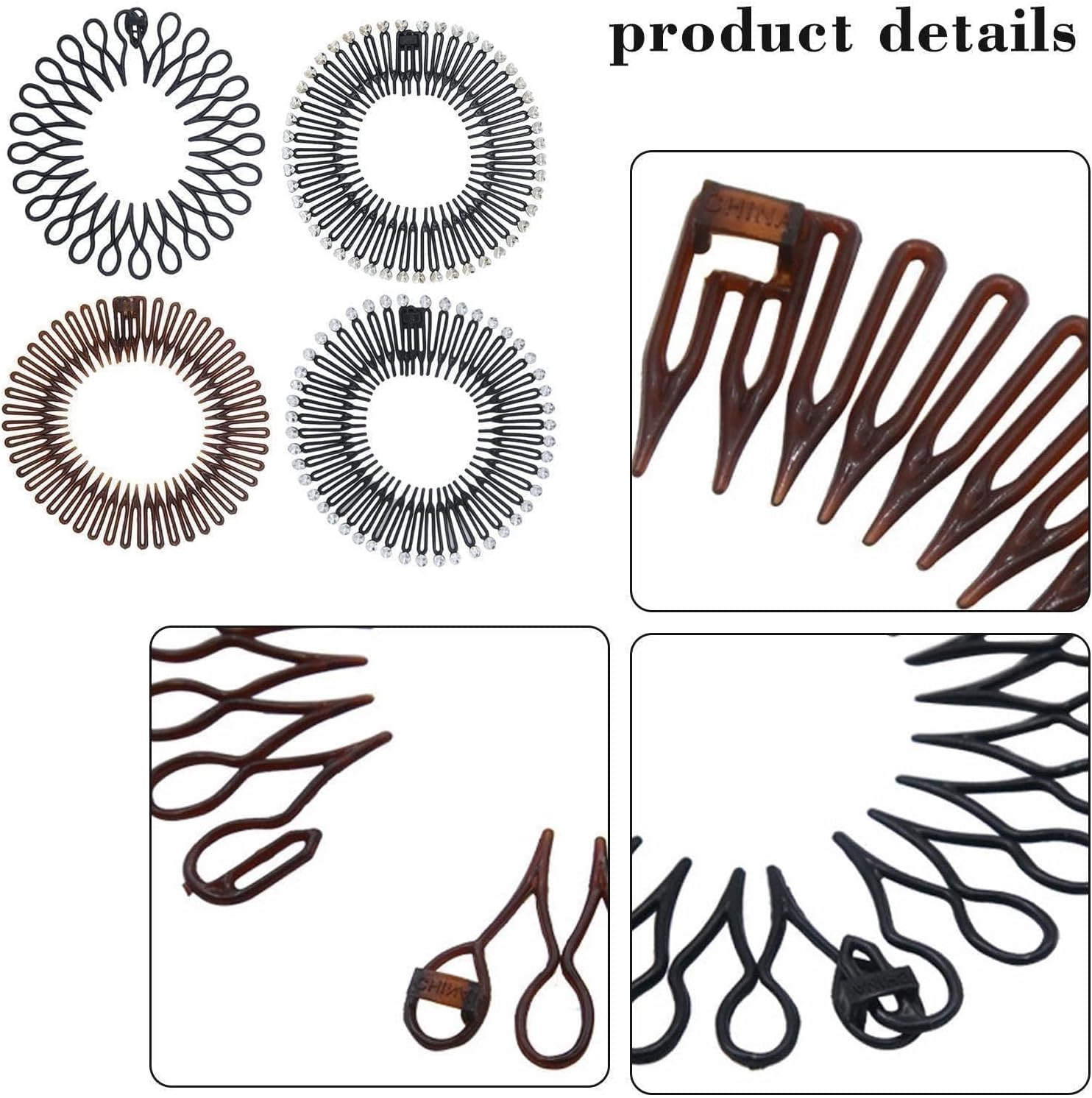 Full Circle Stretch Comb Teeth Spring Headband Woman Hairband Circles Dental Hair Adjustable N0W3 Fixed Rhinestone Headband Wash