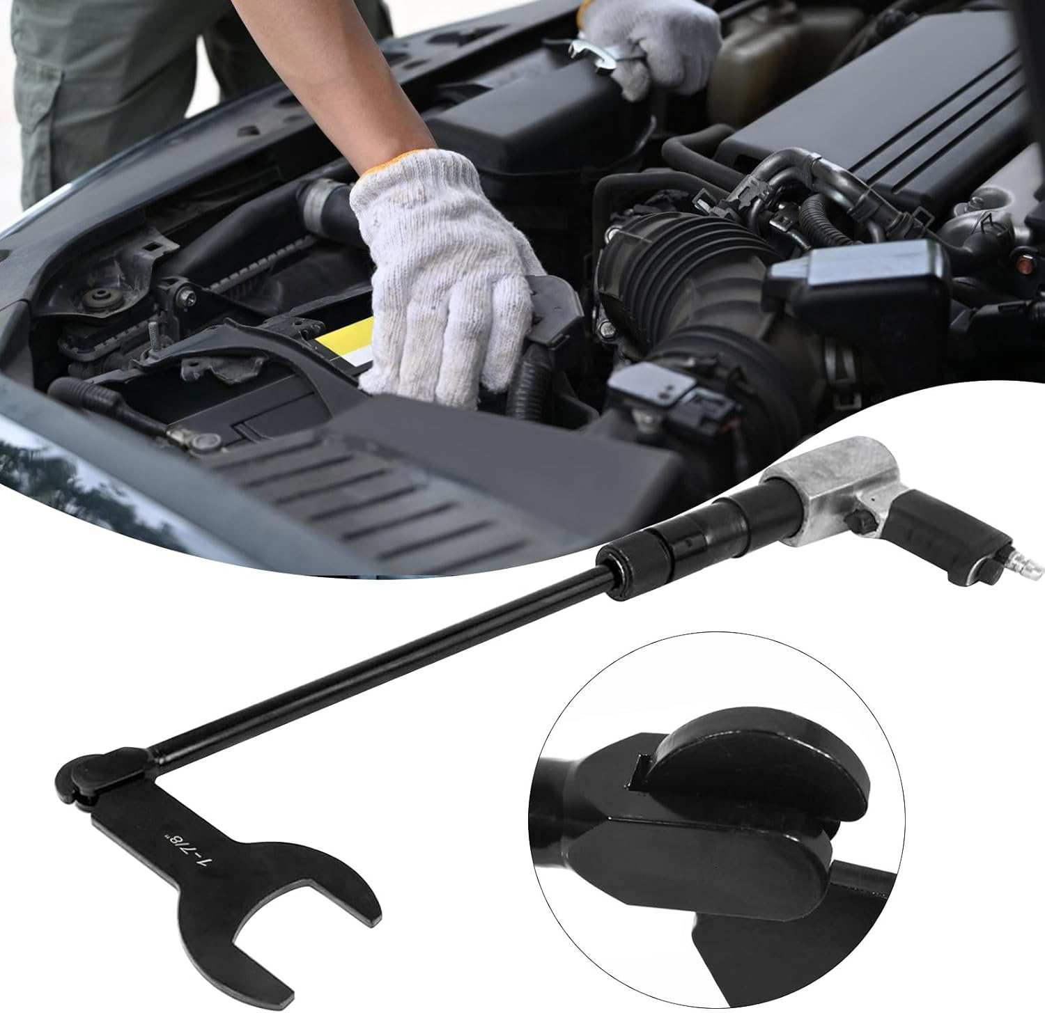 8PCS Fan Clutch Removal Tool Kit, 43300 Pneumatic Fan Clutch Wrench Set, Pneumatic Tools Air Tool Kit Durable Steel Auto Repair Spanner Kit Compatible with Ford, GM, Chrysler, Jeep Vehicles image number 1