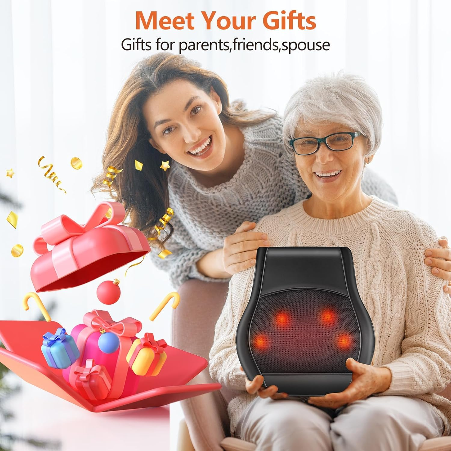 Sika Deer Neck and Back Massager for Pain Relief Deep Tissue with Heat, Shiatsu Shoulder Massager with Bi-Directional Rotating Head for Neck, Back, Shoulders, and Legs, for the One You Love. image number 6