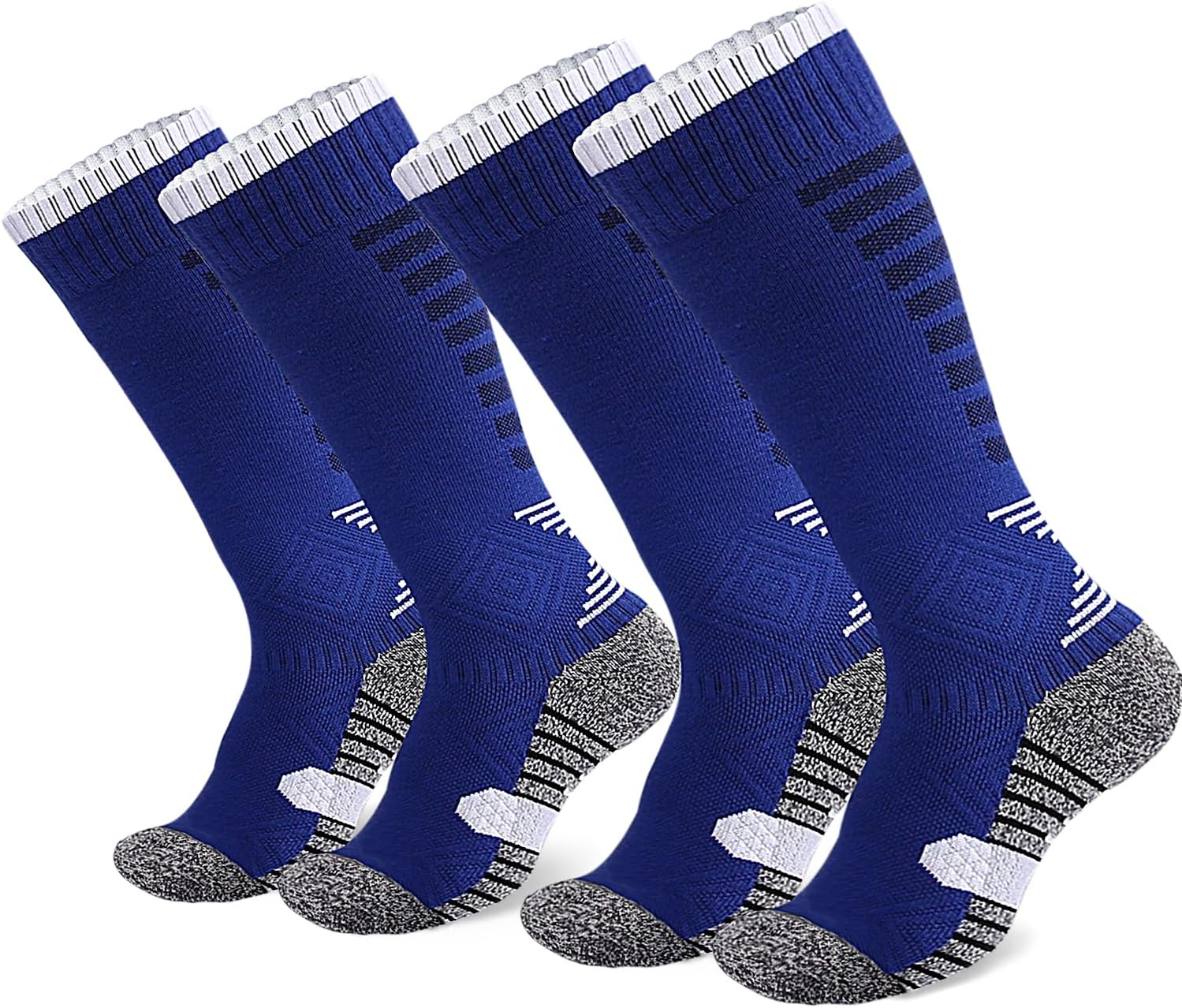 2-Pairs Athletic Soccer Socks for Kids Youth Boys and Girls (7-12 Years Old) - Team Sport Baseball Cushion Breathable Tennis Socks