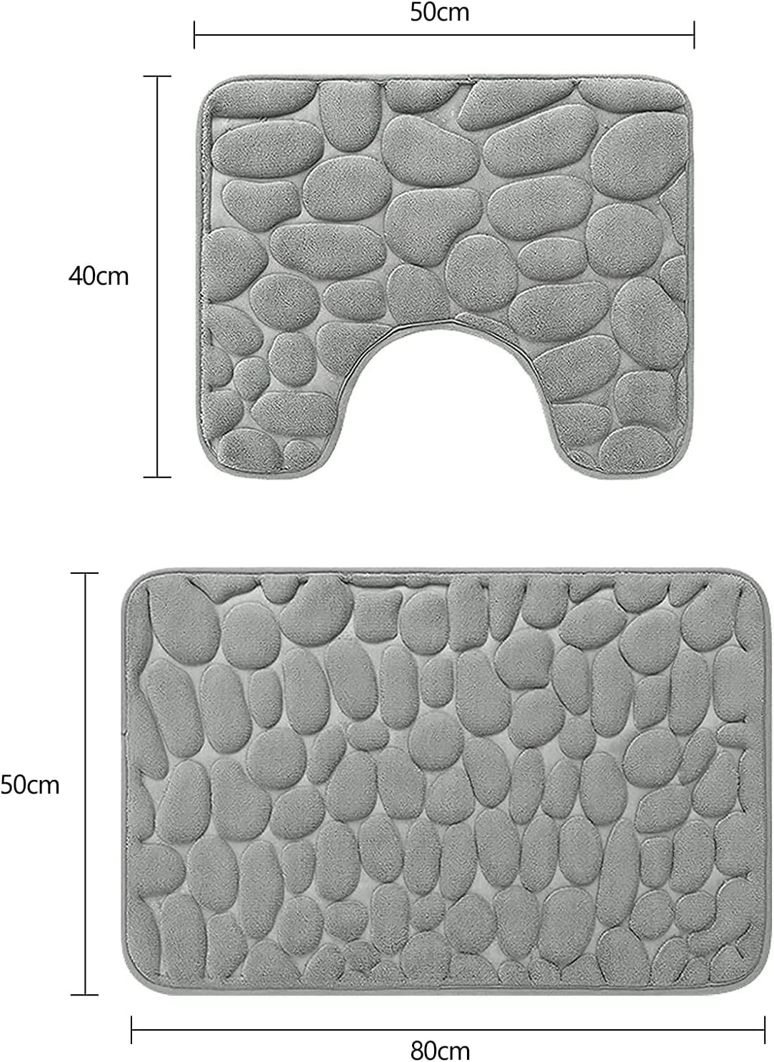 Bath Mat Set 2 Piece, Bathroom Rugs and U-Shaped Toilet Mats Set, Non-Slip, Absorbent, Quick Drying Memory Foam Bath Mat Set Machine Washable, Suitable for Tub, Shower and Bath Room image number 1