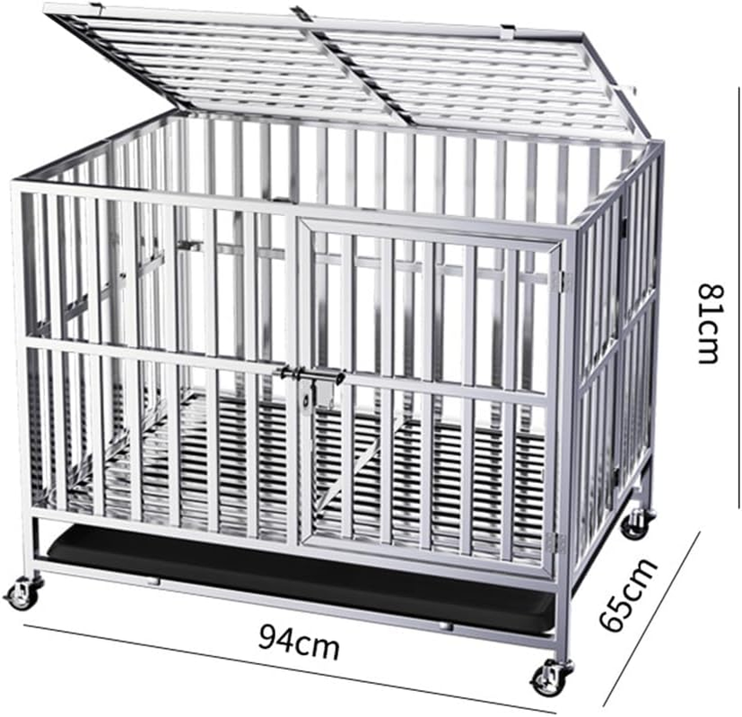 PORIYA 94Cm Foldable Heavy-Duty Metal Dog Cage with 2 Lockable Doors, Chew-Proof Dog Crate, Removable Tray，Indoor & Outdoor Portable Cage for Large Dog image number 2