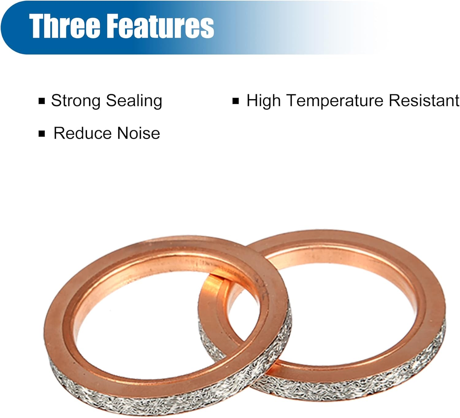 X AUTOHAUX 2 Pcs Exhaust Pipe Muffler Silencer Gasket Kit Copper Gaskets for Yamaha Rhino 660 YXR660F 4X4 2004-2007 Metal image number 1