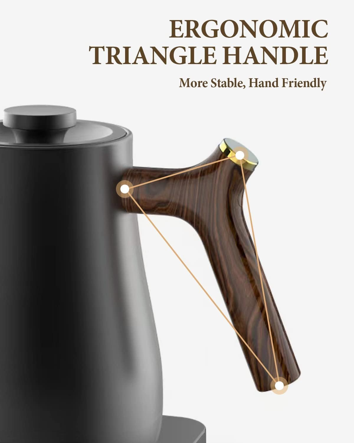 Electric Gooseneck Kettle 0.8L, 304 Stainless Steel Smart Professional Coffee and Tea Pot, Automatic Temperature Control and Constant Temperature, 1000W Quick Heating (Black)