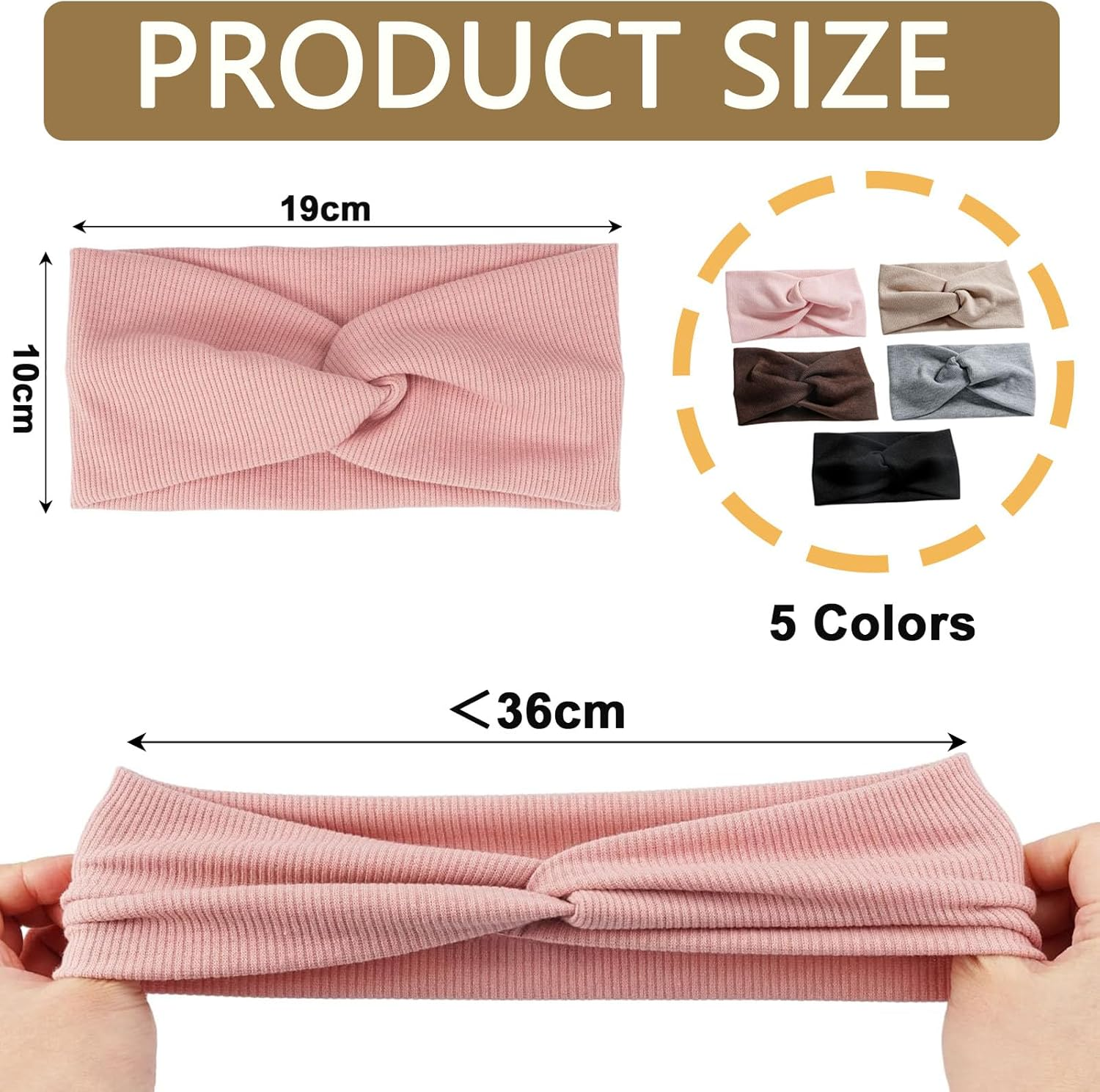 Pack of 5 Women'S Headbands, Elastic Hair Bands, Wide Headbands, Cotton Cross Headband, Women, Yoga Sports Hair Band with Bow, Soft Twisted Headband Women, Hair Accessories for Girls and Women image number 4