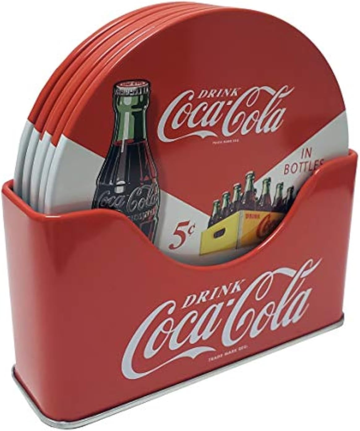 The Tin Box Company Coke 6 Pc Coaster Set with Standing Metal Holder image number 2