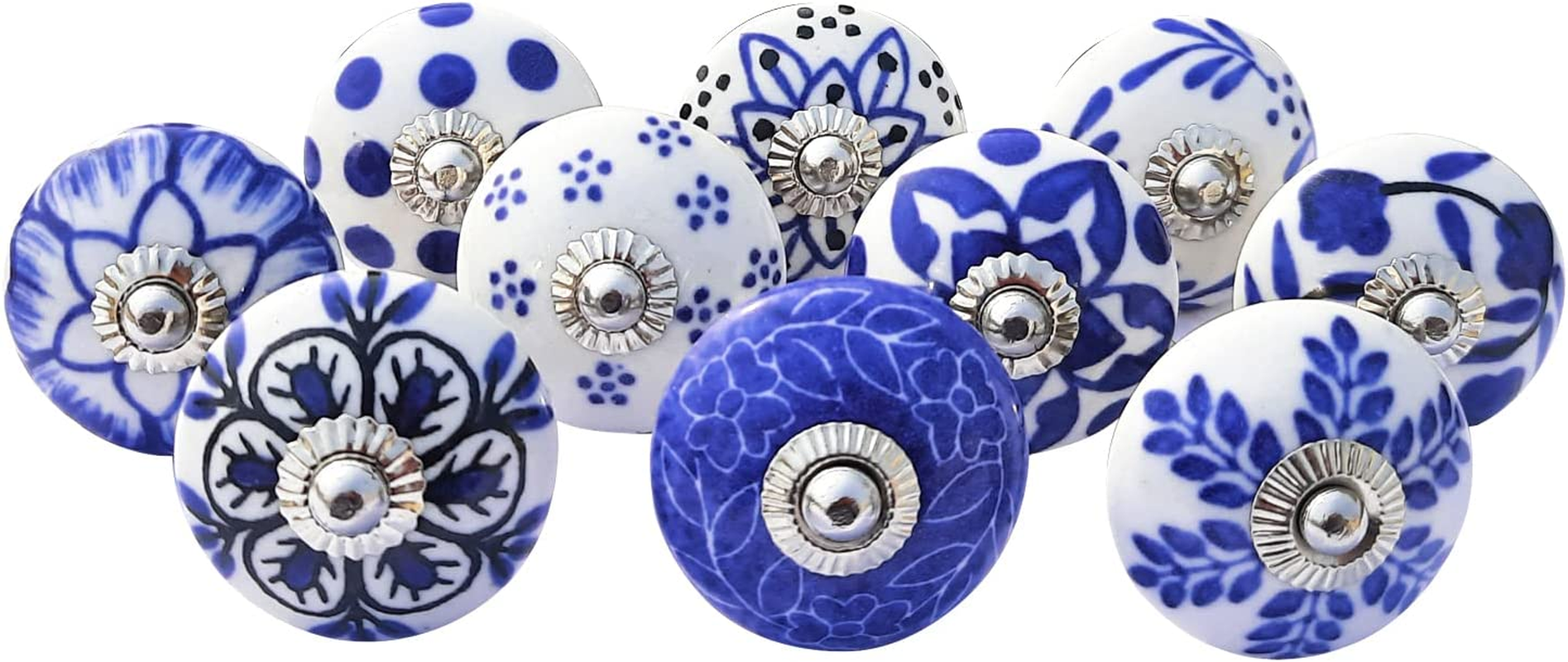 Royal Kraft Vintage Grey Painted Ceramic Pull Knobs for Kitchen Cabinet, Door & Drawer, Wardrobe, Cupboard (10 Designs X 2 Pcs = 20 Knobs) Sknob014_20