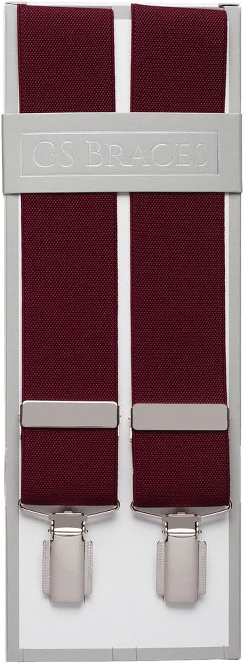 Mens Trouser Braces Plain 35Mm Strong Clips Standard - 4XL Extra Long Size, Wine / Burgundy, XL - 48 Inches Long