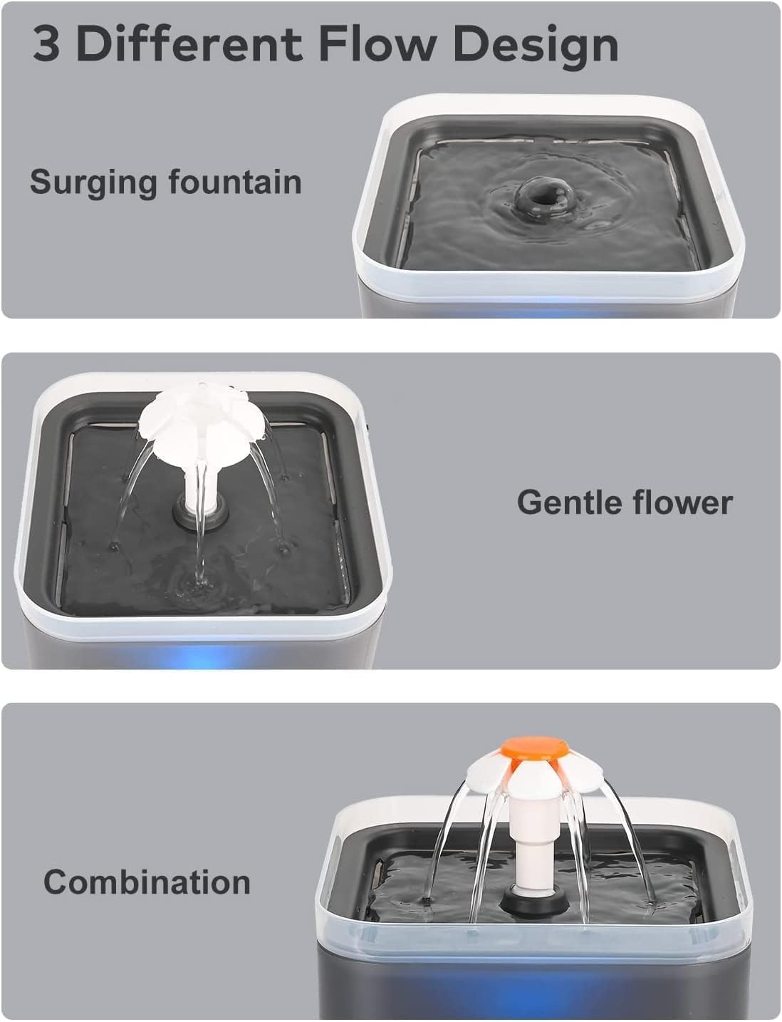 Cat Fountain, 2 L Cat Drinking Fountain, Ultra Quiet Cat Drinking Fountain, LED Light Drinking Fountain, Dog Drinking Fountain, with Activated Carbon Filter and Water Pump image number 5