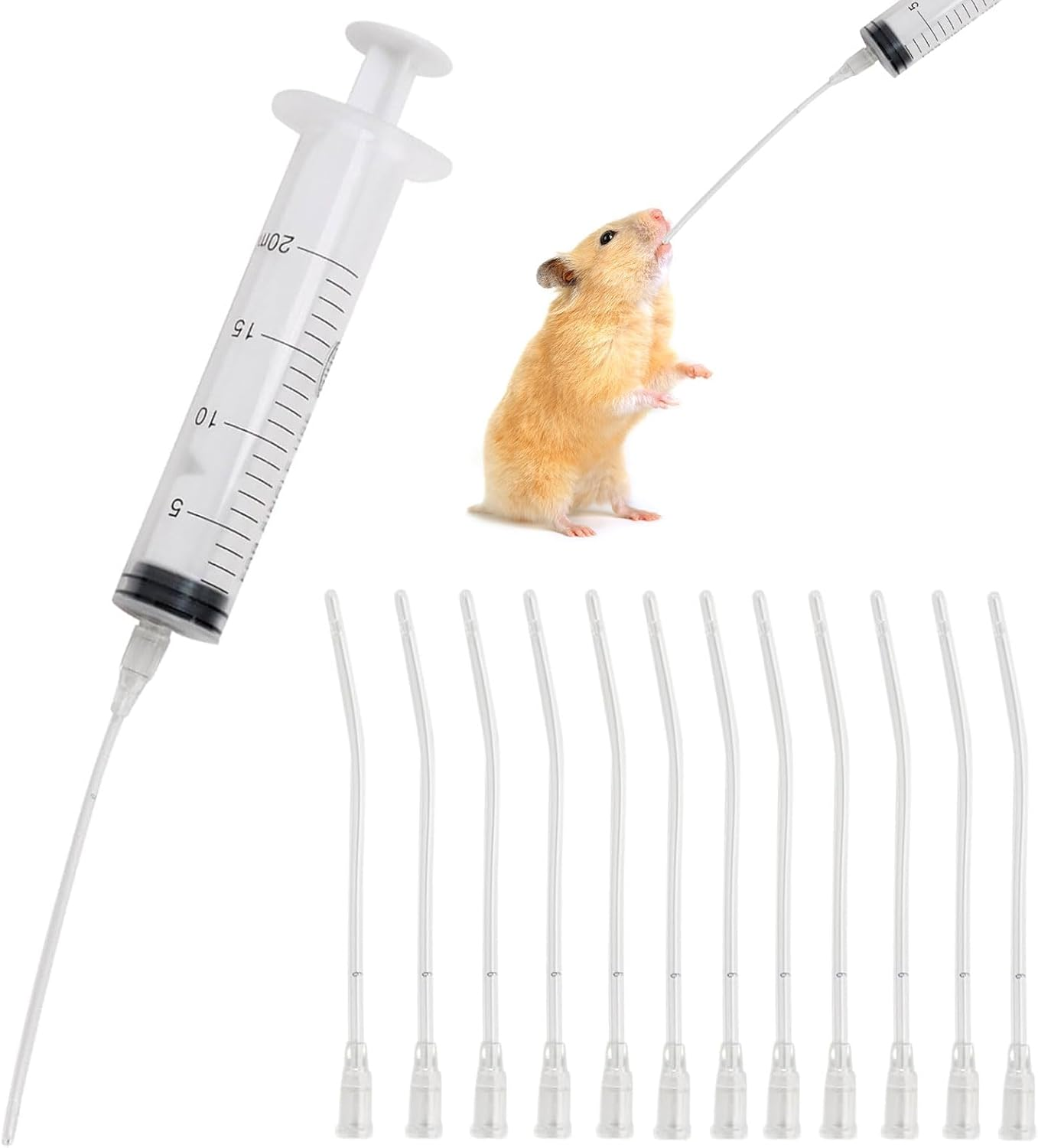 Aiyraa Pack of 12 Syringes with Hose, 20 Ml Syringe Set, Feeding Tool for Young Birds, Parrots, Pigeons, Ideal for Milk, Water, Medication, Easy to Clean image number 4