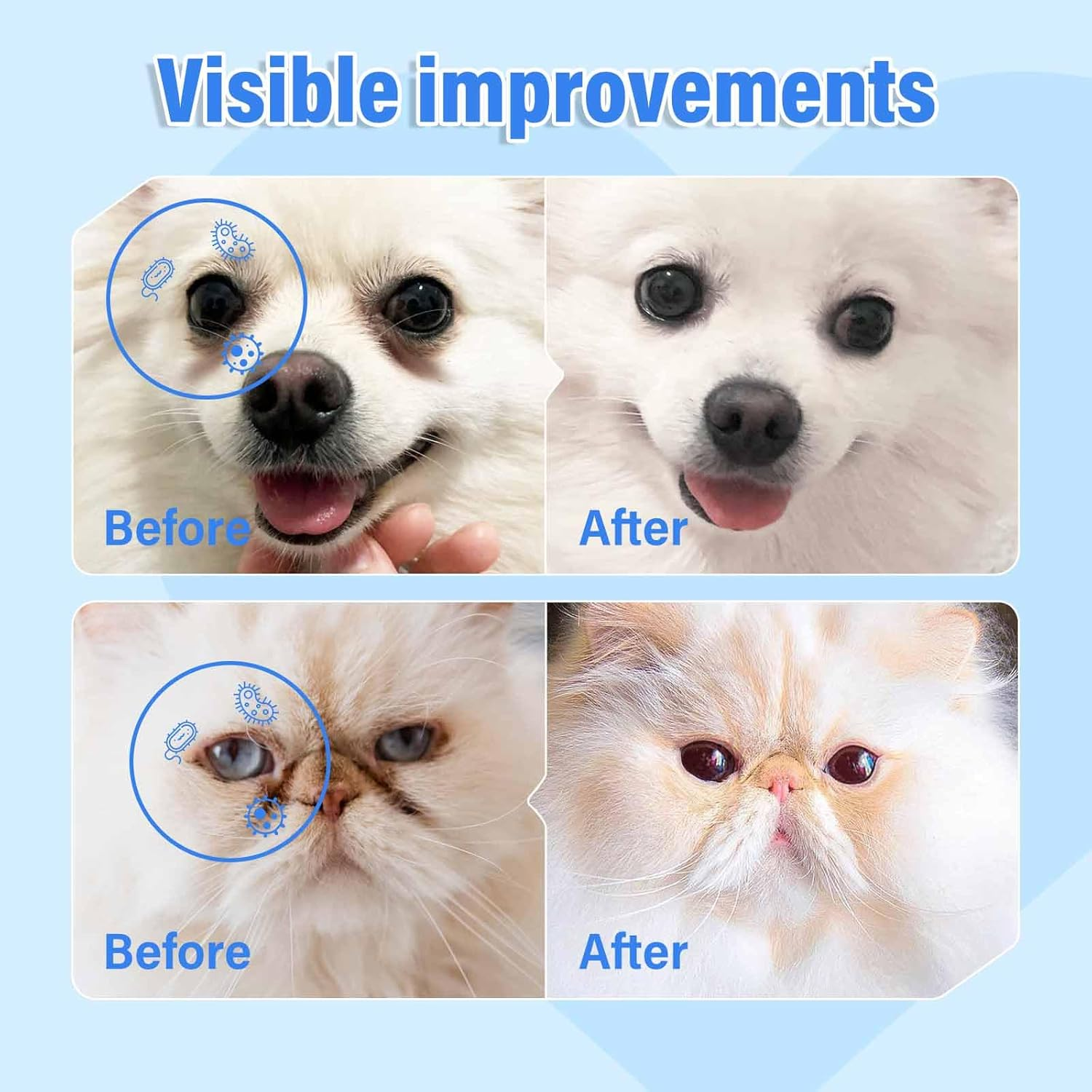 Tear Stain Remover Solution for Dogs & Cats, 60Ml with 20 Cotton Pads &ndash; Gentle Eye Area Cleaner for Tear Stains, Safe & Effective Daily Care