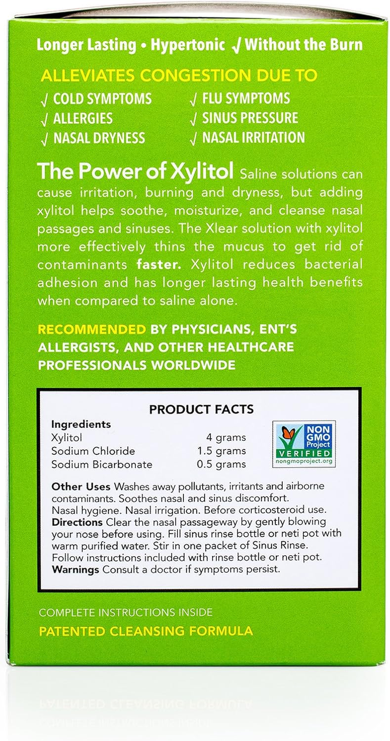 Xlear Natural Neti Pot Sinus Rinse Refill Packets, Sinus Relief Saline Nasal Rinse with Xylitol (50 Packets) image number 4