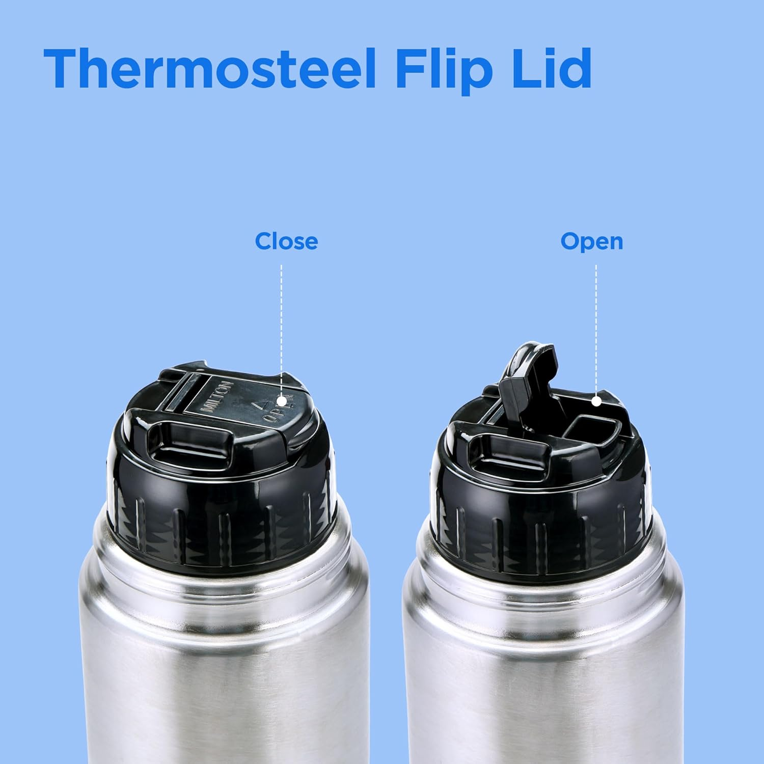 Milton Vacuum Flask for Hot Drink 1 Litre (34 Oz), Stainless Steel Double Walled Insulated Water Bottle for 24 Hour Hot and Cold Drinks with Cover, Leak Proof, BPA Free, Thermosteel Flip Lid 1000 Ml image number 4