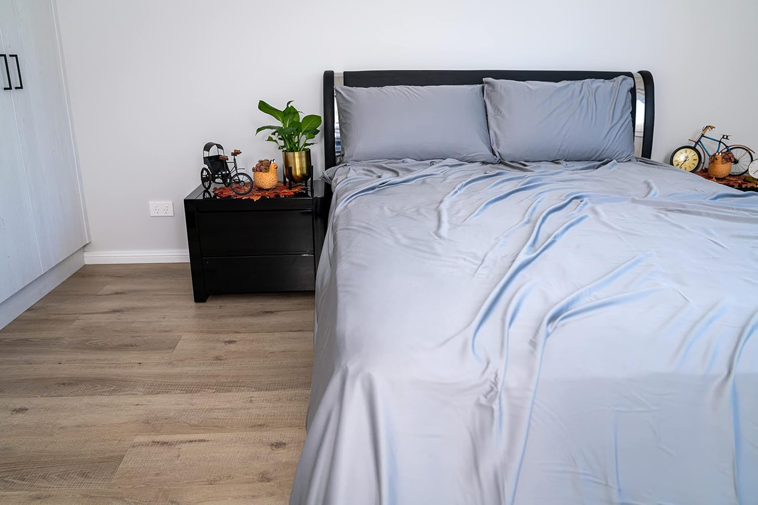 100% Lyocell Bedsheets Luxurious Feel Double Size Grey Flat Bedsheet Solid Colour Bedding & Linen Tencel Flat Sheet &hellip; image number 1