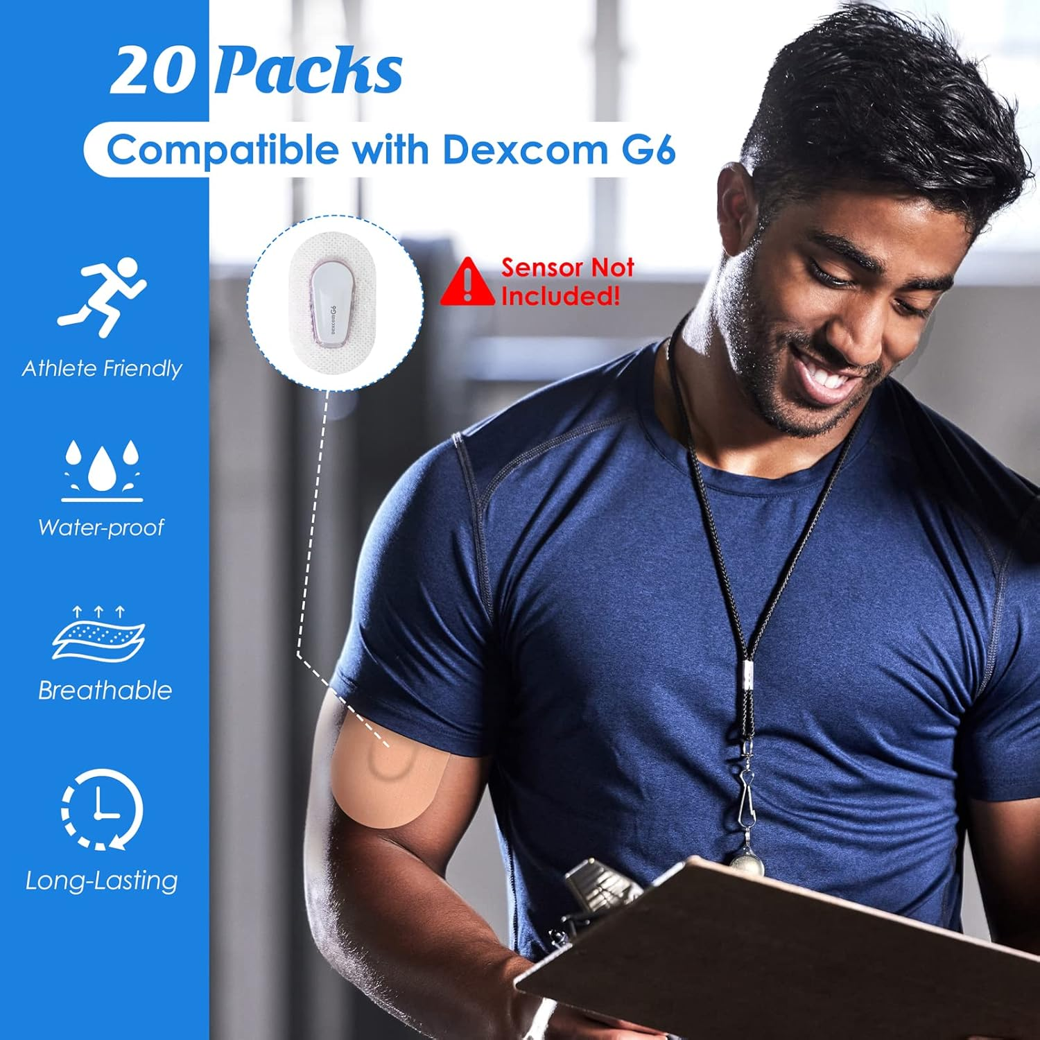 YOUSHARES Sensor Patches for Dexcom G6, 20 Packs Dexcom G6 Sensor Covers Waterproof Adhesive Patches Continuous Glucose Monitor Patch Easy to Use Pre-Cut Adhesive Tape(Beige) image number 3