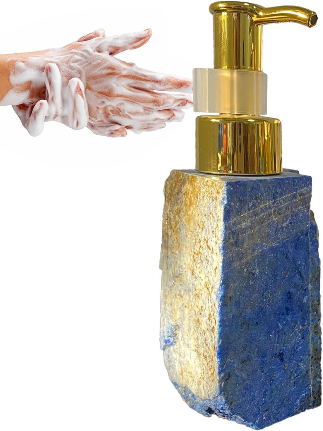 Natural Stone Soap Dispenser - Crystal Hand Soap Dispenser - Bathroom Bottles Pump - Bathroom Lotion Bottle - for Liquid Soap, Shampoo, Lotion Home Decor