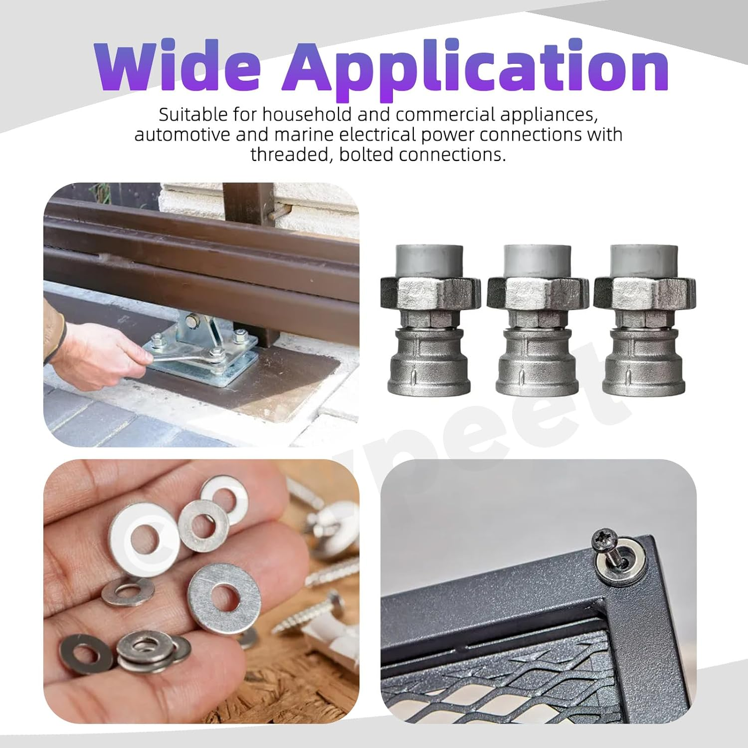 Swpeet 400Pcs 4 Styles M3 M4 M5 M6 M8 M10 Stainless Steel Lock Washers Assortment Kit, External Tooth Washers, Internal Tooth Serrated Lock/Split Lock/Flat Washer for Bolts image number 1