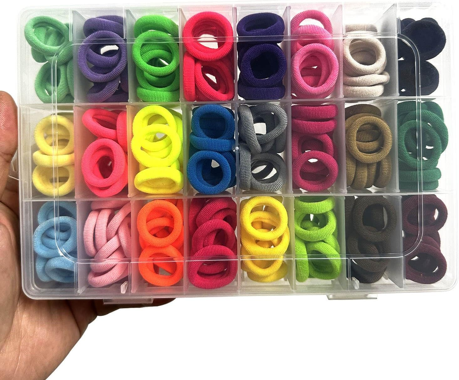 288 Pcs Baby Hair Ties,Seamless Cotton Hair Ties No Damage, Multicolor Small Hair Bands for Little Girls and Kids, Soft Hair Elastic Ponytail Holders, Toddler Hair Accessories (24 Colors) - Dark Color image number 5