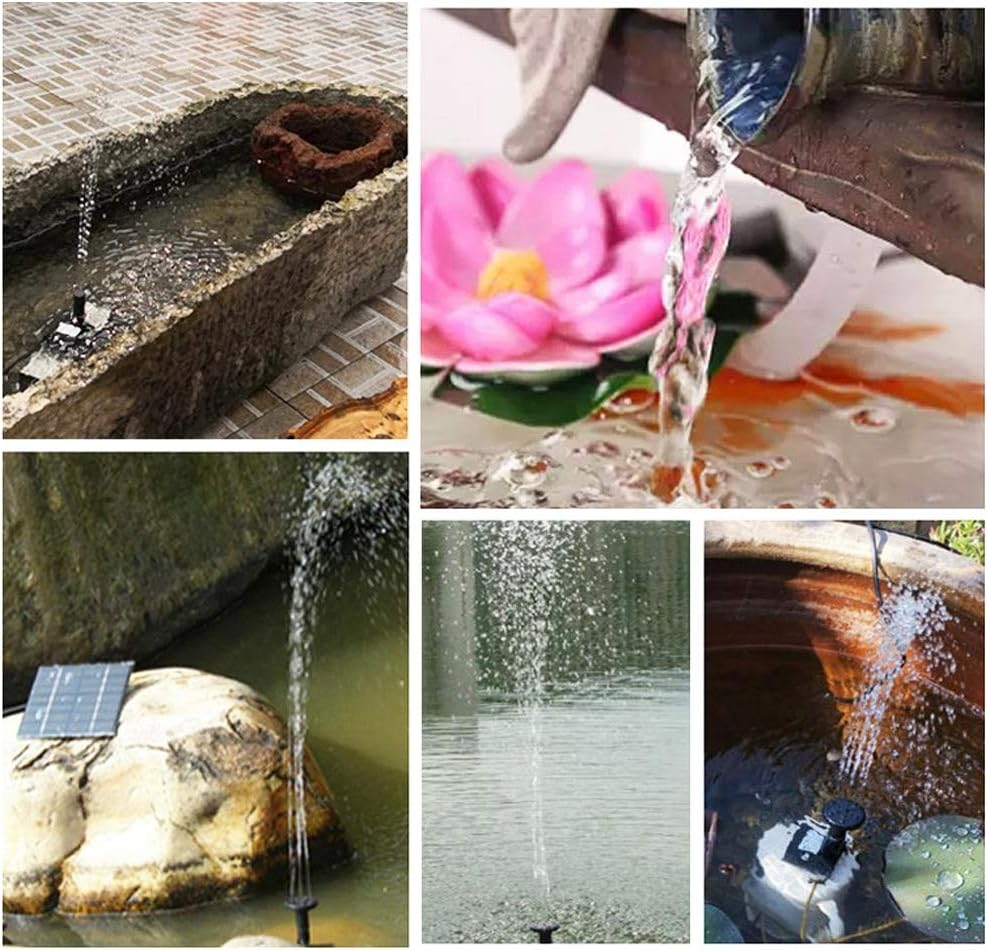 1.4W Solar Panel Submersible Fountain Kit for Small Pond, Garden Decoration - 5 Sprinkler Heads image number 2