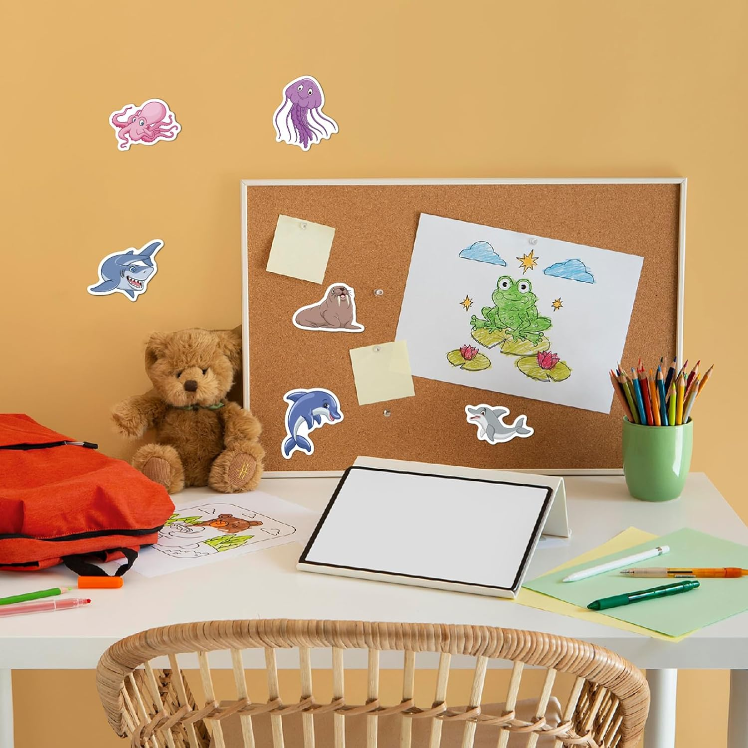 WD&CD Cute Animals Stickers, 100 Pcs Cartoon Rabbit Elephant Dolphin Panda Mixed Sticker Pack Waterproof, Water Bottle/Phone/Skateboard/Laptop/Envelope Seals Paster Stickers for Decorations Stickers - Animals 1 image number 6