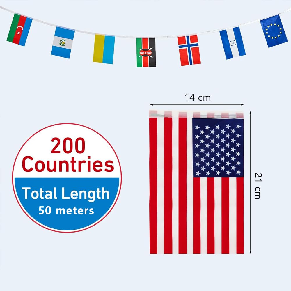 200 Countries International String Flag,World Country Flags Bunting Banner Perfect for Party Decorations, Bars, Sports Clubs, School Festivals, Celebrations(50 Meters) image number 2