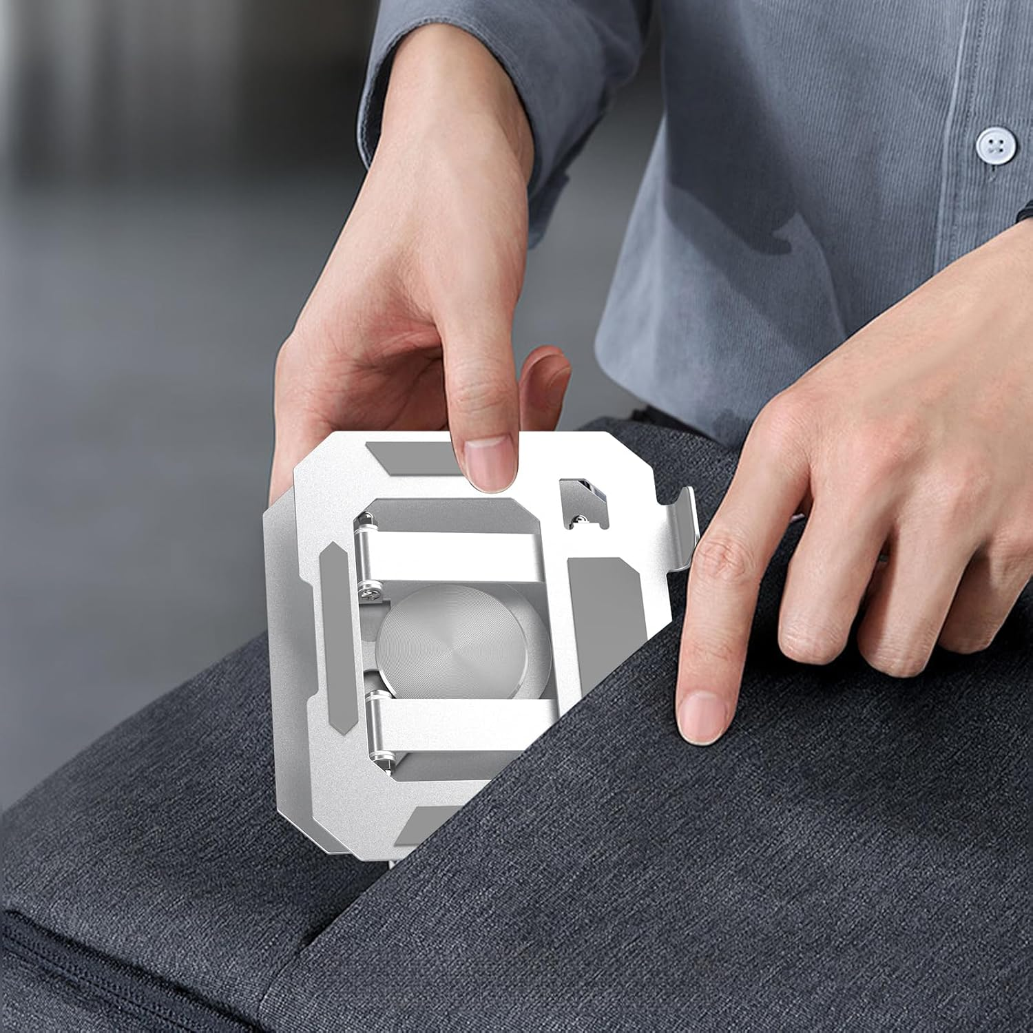 Bighan Tablet Stand, 360&deg; Adjustable Aluminum Ipad Stand Holder Foldable Fits Ipad Stand for Desk Rotating Portable Monitor Stand for Tablets PS Mobilephones Other 4.7"-12.9" Device, Silver image number 2