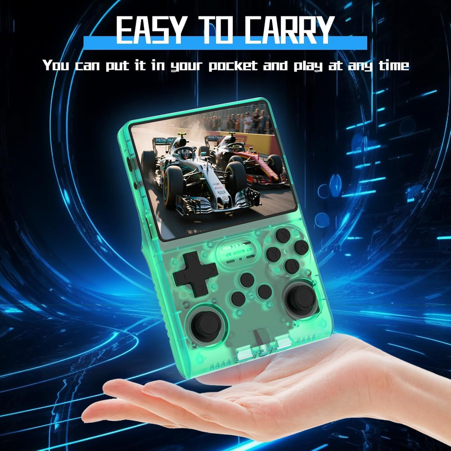 R40S Pro Retro Game Console,Portable Handheld Video Game Console ，3.5 Inch IPS Screen with 256G Card &30000+ Games,Built in 45 Emulators,3800Mah Battery (Purple) image number 1