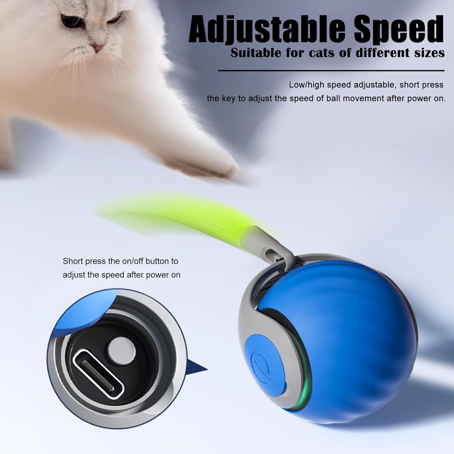 Petgravity 2025 Upgrades Cat Ball Toy with Tail,Interactive Cat Ball for Bored Indoor Cats, Automatic Cat Rolling Ball 2.0 Enrichment Toy, Electric Self Moving Toy, Electronic Rollie Pet Chase image number 6