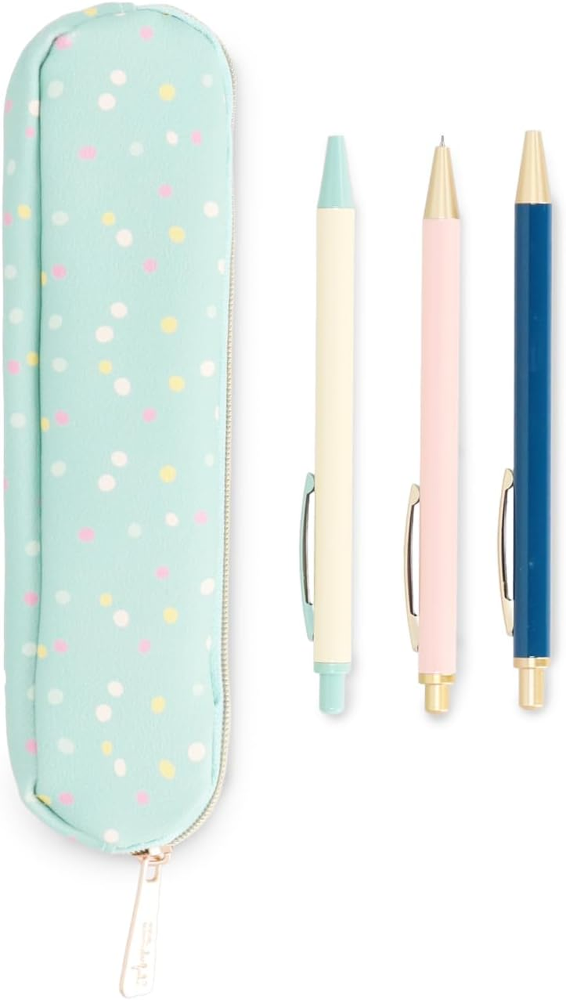 Mr. Wonderful Writing Set Polka Dot Print Case 2 Ballpoint Pens 1 Pencil image number 3