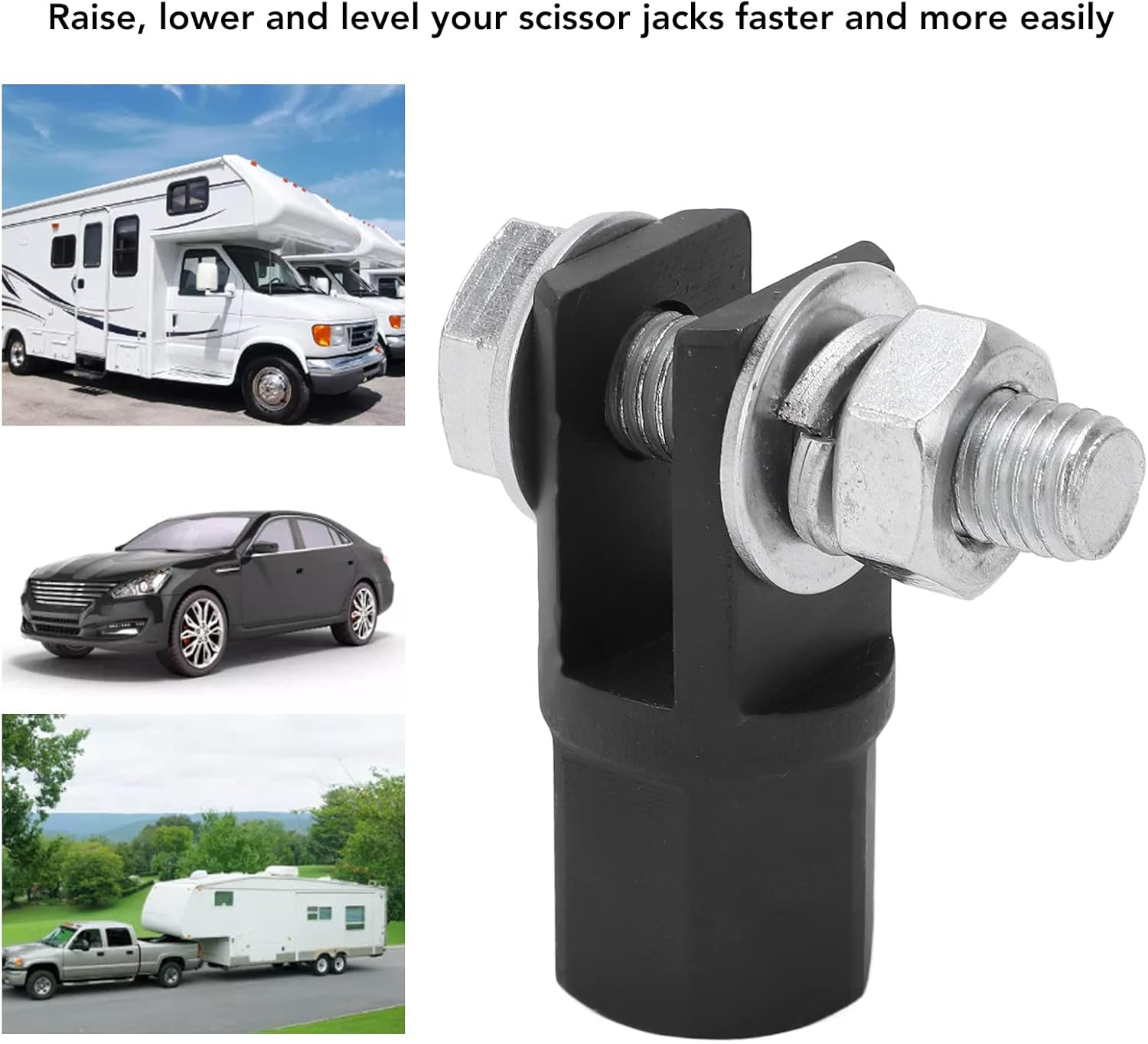 Scissor Jack Adapter, High Strength Universal Scissor Jack Drill Adapter for Impact Drills Socket Automotive Jack RV Trailer Leveling Jack image number 5