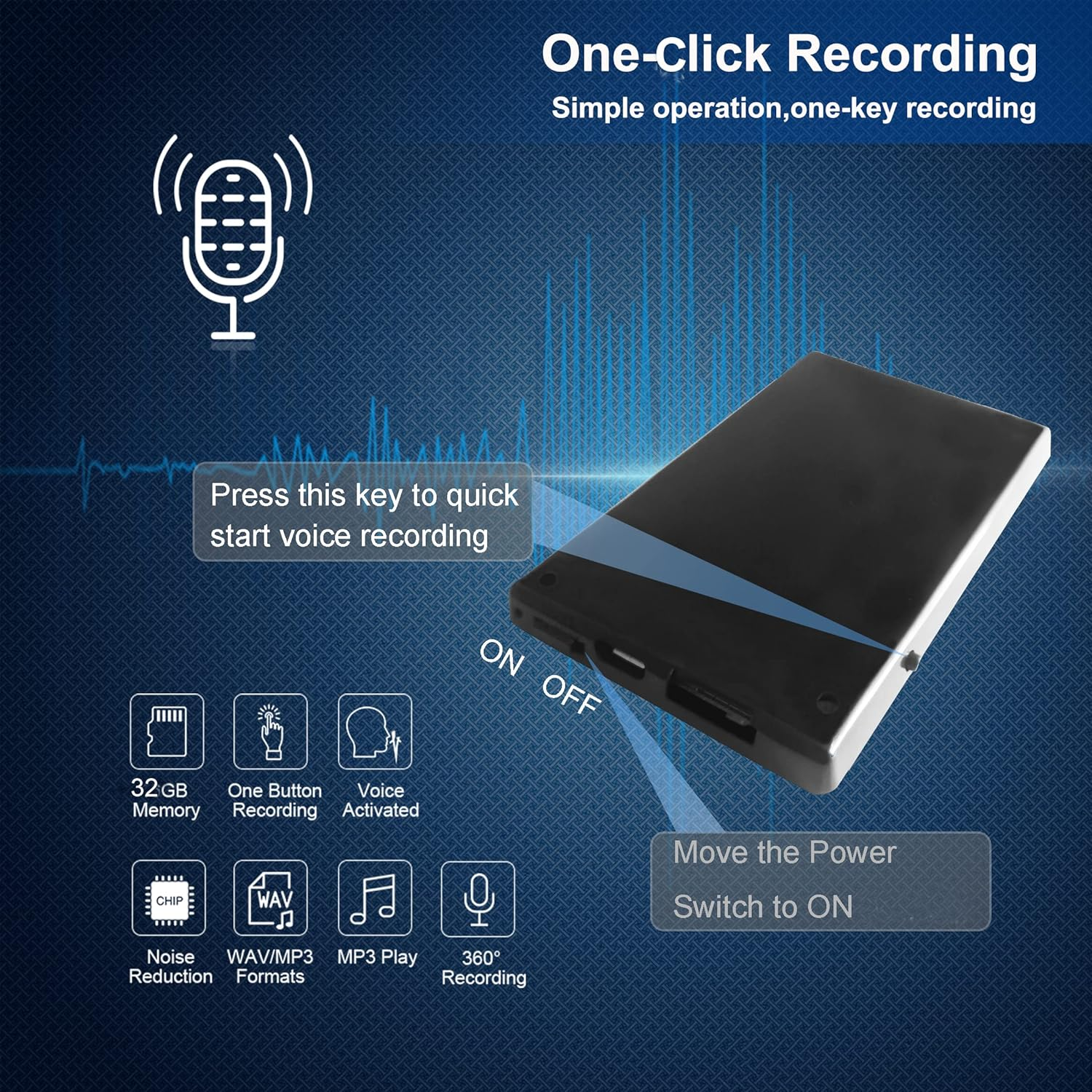 Voice Recorder Card, 32GB Noise Cancelling Voice Activated Recorder for Lecture, Interview, Class, Meeting, 40 Hours Battery Recording Time, External Memory Card, USB Files Transfer, Playback image number 1