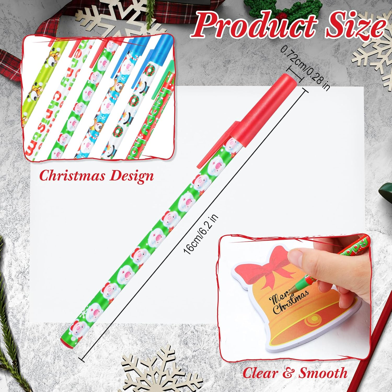 Cholemy 36 Sets Christmas Notepad Holiday Ballpoint Pens with Ribbon Winter Holiday Theme Sticky Note Set Christmas Pens for Kids Stationery Gift Goodie Bag Fillers Classroom Reward (Cute Style) image number 4