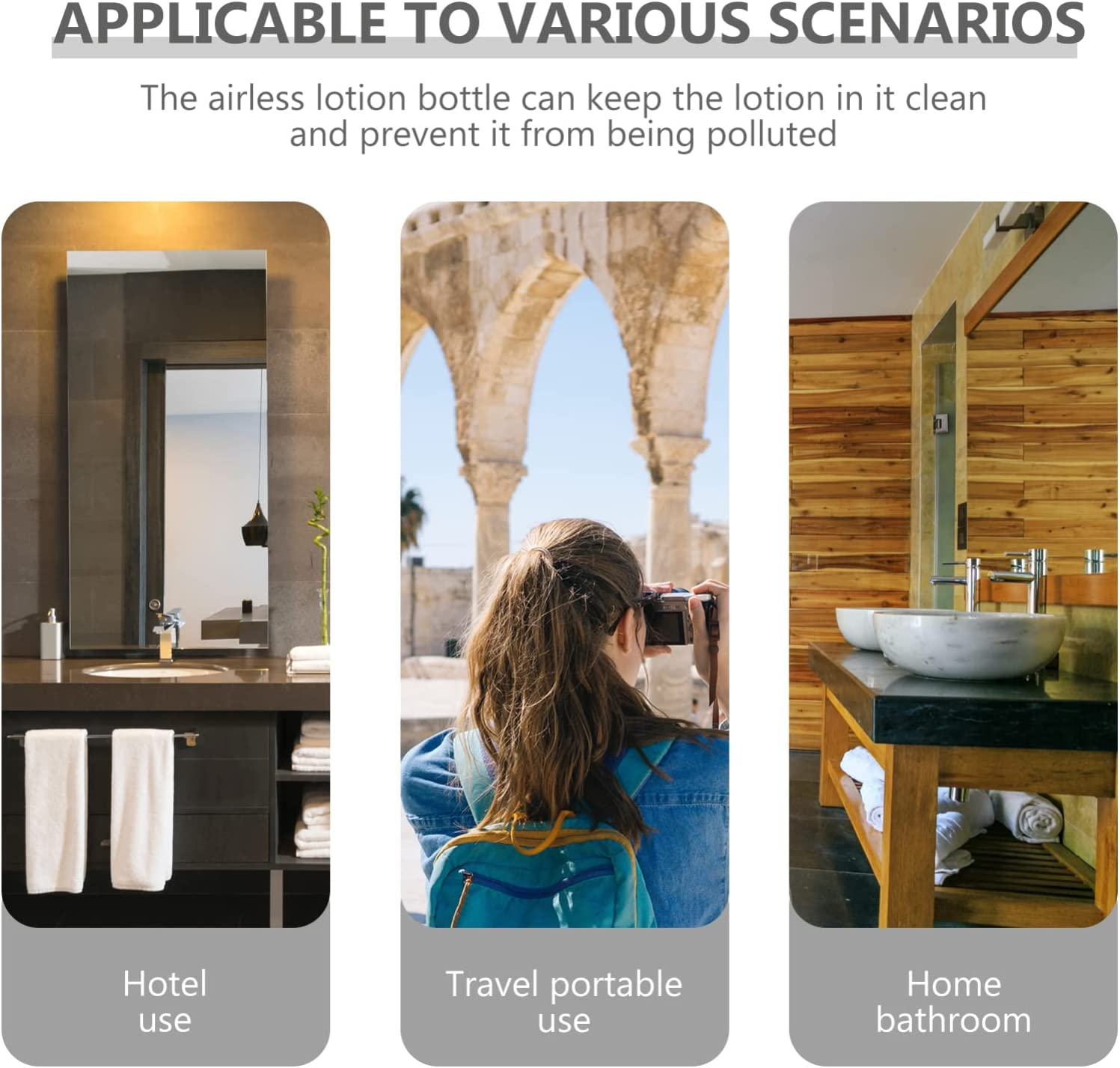 Lurrose Travel Skincare Containers 2Pcs Airless Pump Jars Lotion Dispenser with Pump Acrylic Airless Cosmetic Container for Toiletries Moisturizer Cream, 30Ml Vacuum Container