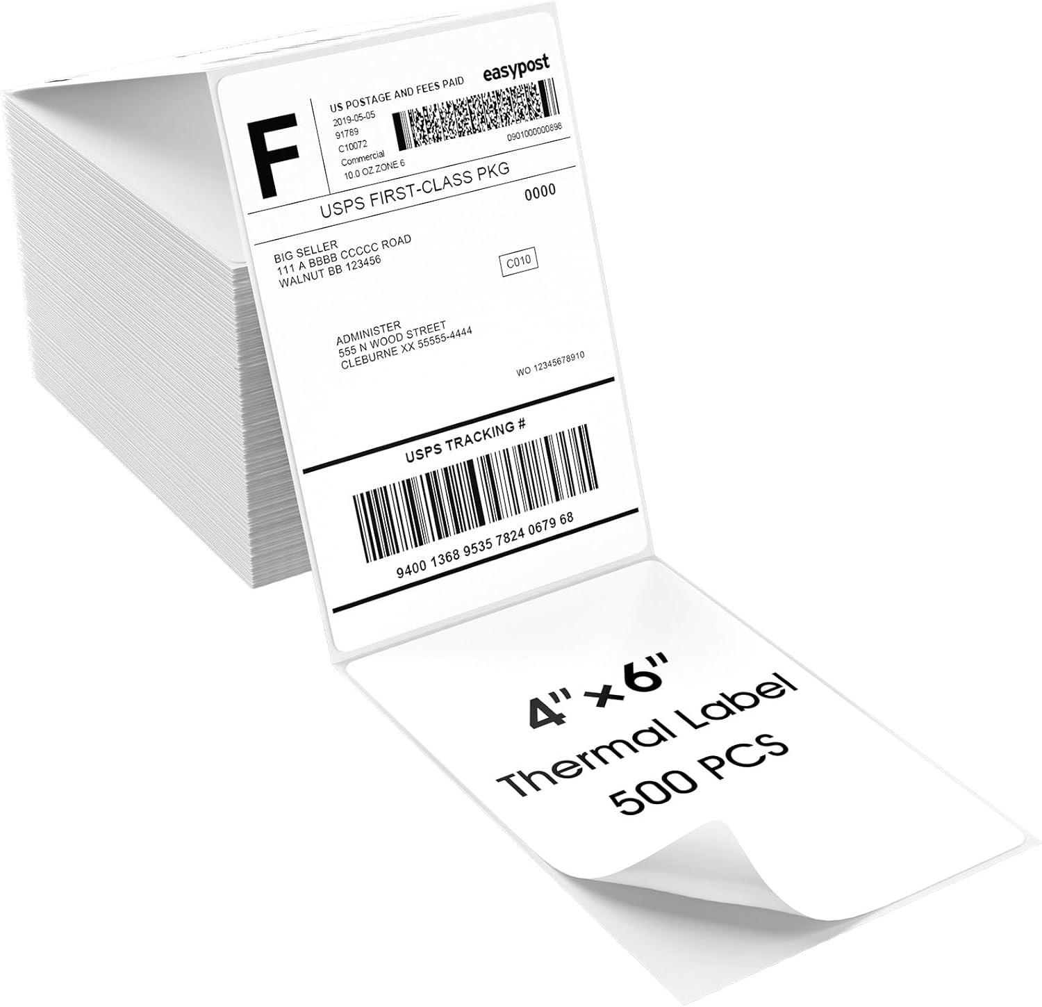 Maxgear 4" X 6" Direct Thermal Labels, 500 Labels, Fanfold Shipping Package Labels, Perforated White Mailing Labels, Commercial Grade, Permanent Adhesive, Compatible with Most Thermal Printers image number 3