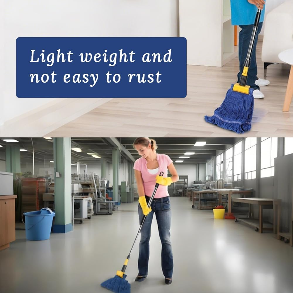 Commercial Mop, Long Handle Heavy Duty Loop Cord, Industrial Cotton Dust Removal Tool with Spare Mop Heads, Suitable for Warehouse, Workshop, Garage, Office and Home Floor Cleaning