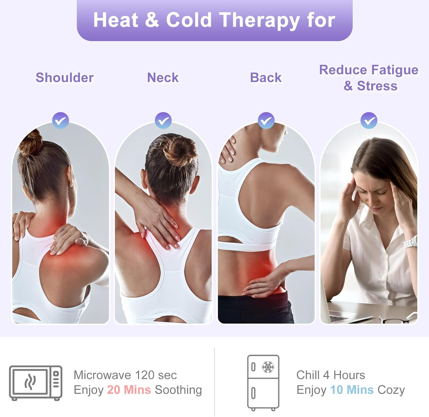 Suzzipad Microwave Heating Pad for Neck and Shoulders, Weighted Shoulder Wrap to Reduce Discomfort, Heated Wraps with Herbal Aromatherapy, Moist Heat Warmer Hot & Cold Compress image number 4