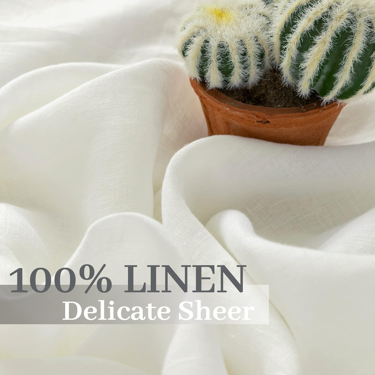 ATLINIA 100% Linen Sheer Curtain White Panel - 1 Panel Window Natural Linen Sheer for Bedroom Living Room Farmhouse Light Curtain Filtering Door Shades Privacy Rustic Boho Door Drape 160 Cm image number 5